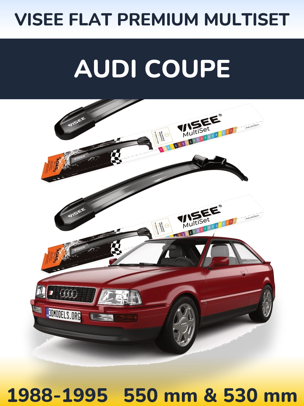 Sada předních stěračů VISEE FLAT PREMIUM MultiSet 550 a 530 mm pro Audi Coupe 1988-1995