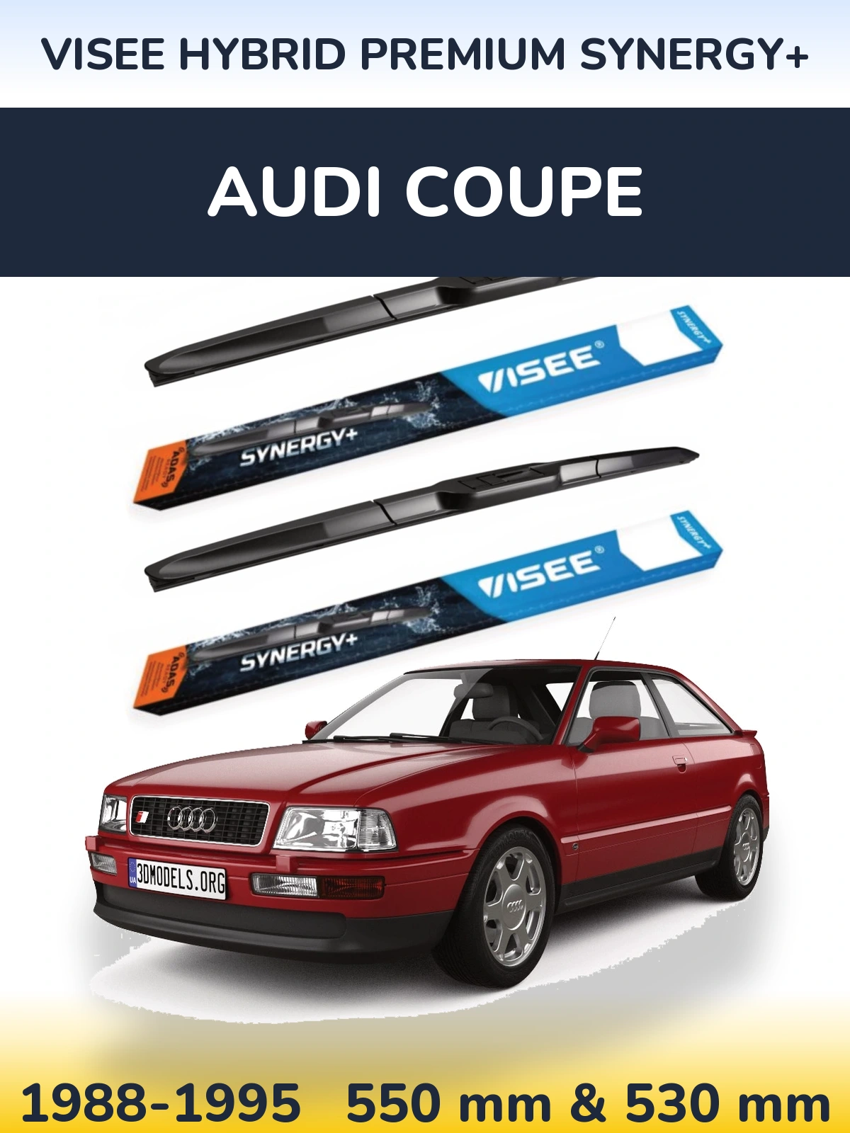Sada předních stěračů VISEE HYBRID PREMIUM SYNERGY+ 550 a 530 mm pro Audi Coupe 1988-1995