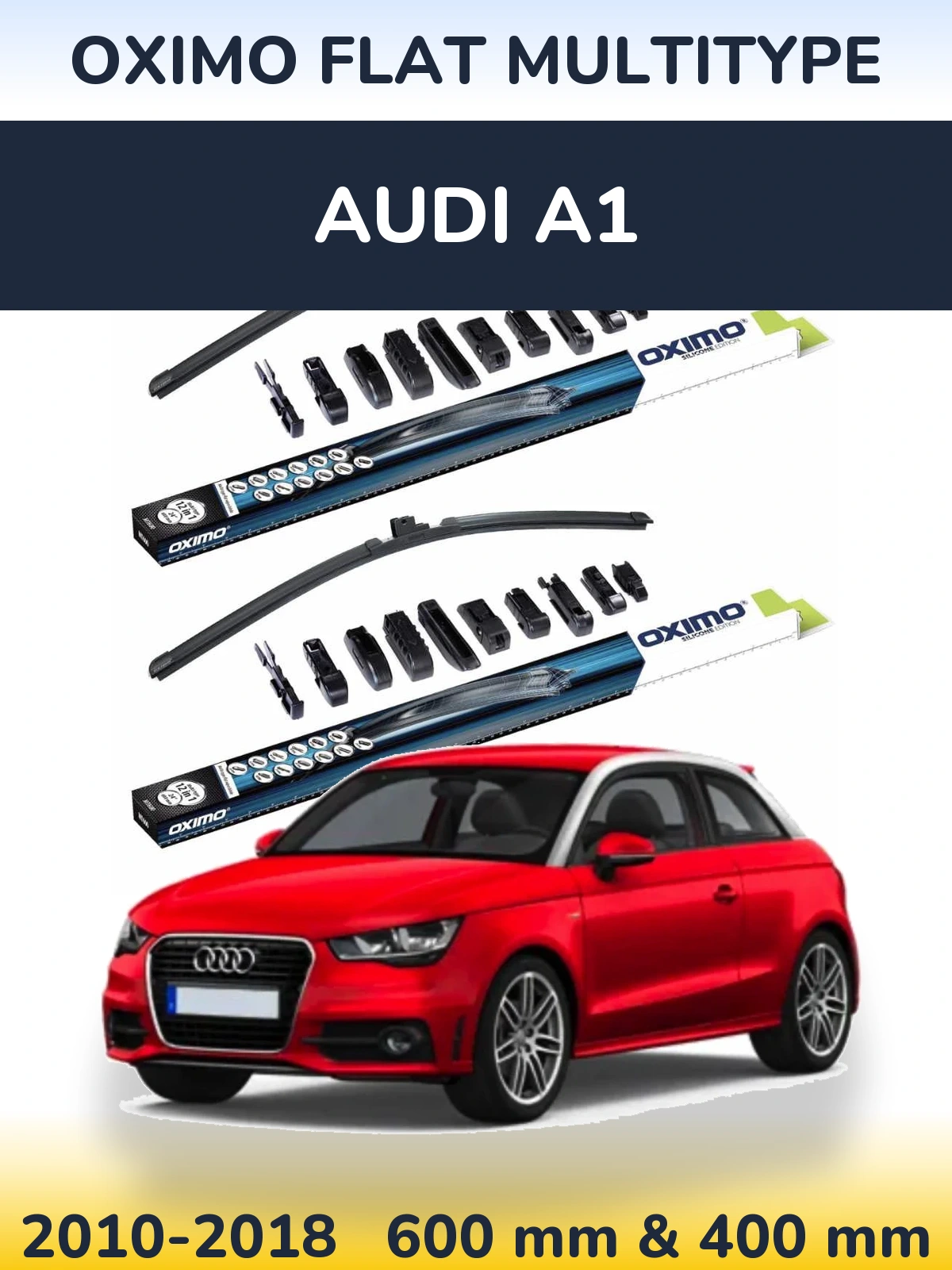 Sada předních stěračů Oximo Flat MultiType 600 a 400 mm pro Audi A1 2010-2018
