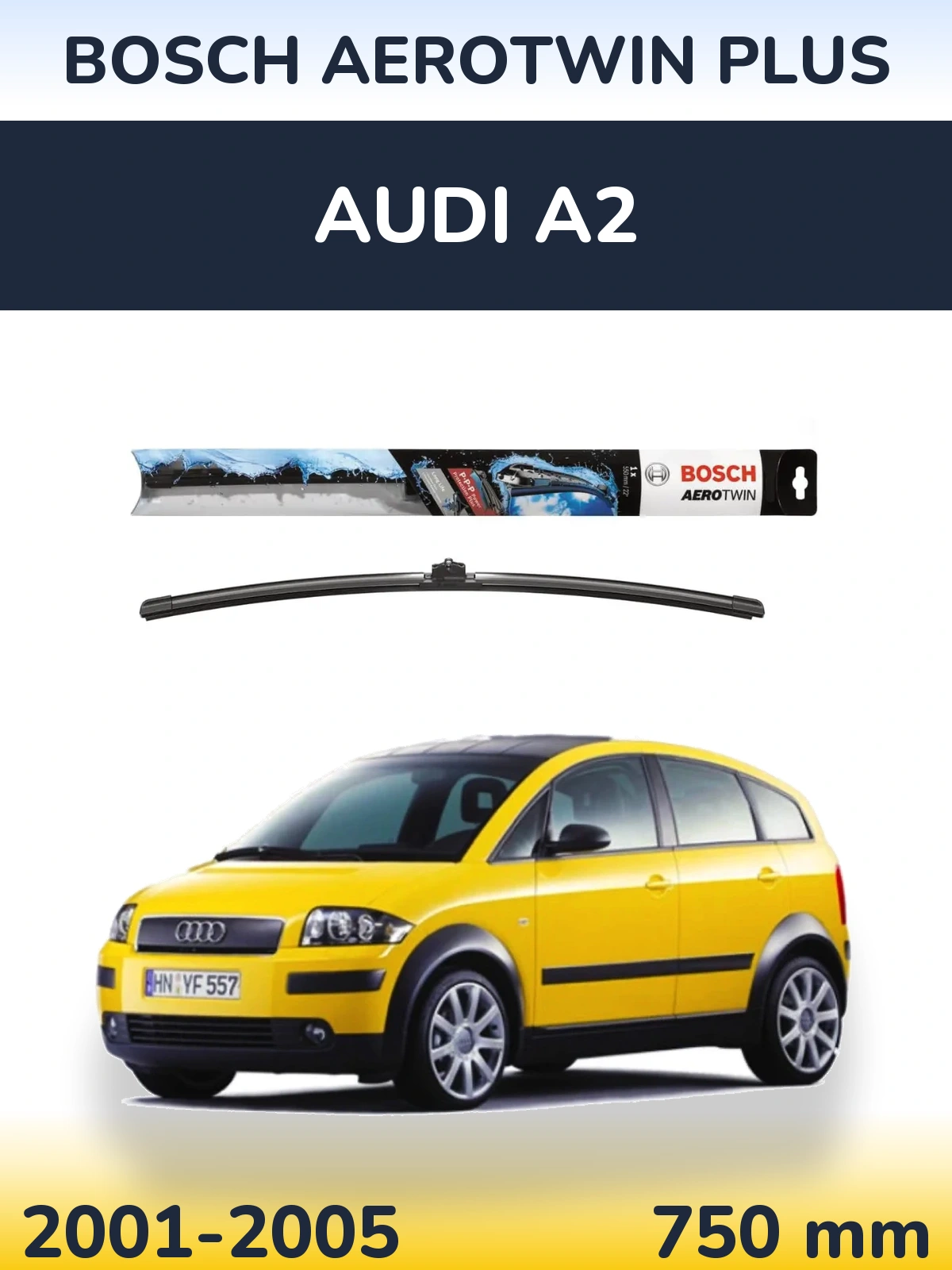 Přední stěrač BOSCH AeroTwin Plus 750 mm pro Audi A2 2001-2005