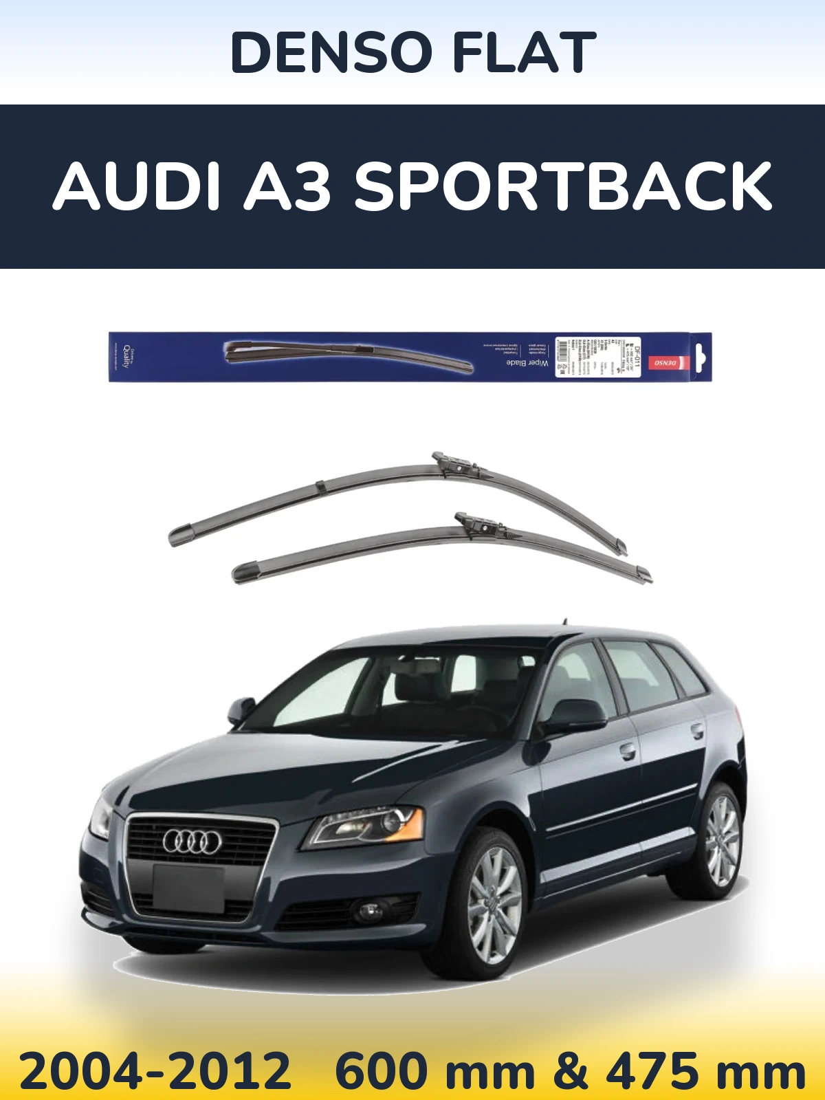 Sada předních stěračů Denso Flat 600 a 475 mm pro Audi A3 Sportback 2004-2012