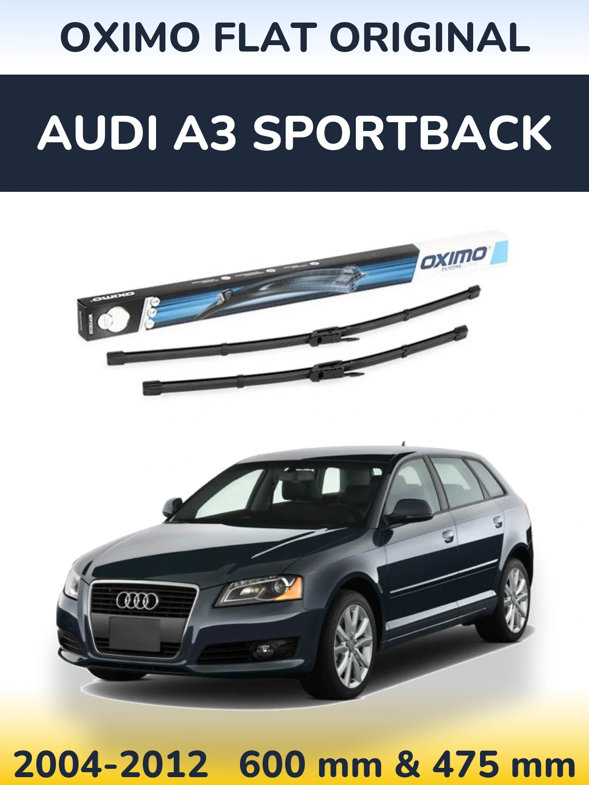 Sada předních stěračů Oximo Flat Original 600 a 475 mm pro Audi A3 Sportback 2004-2012