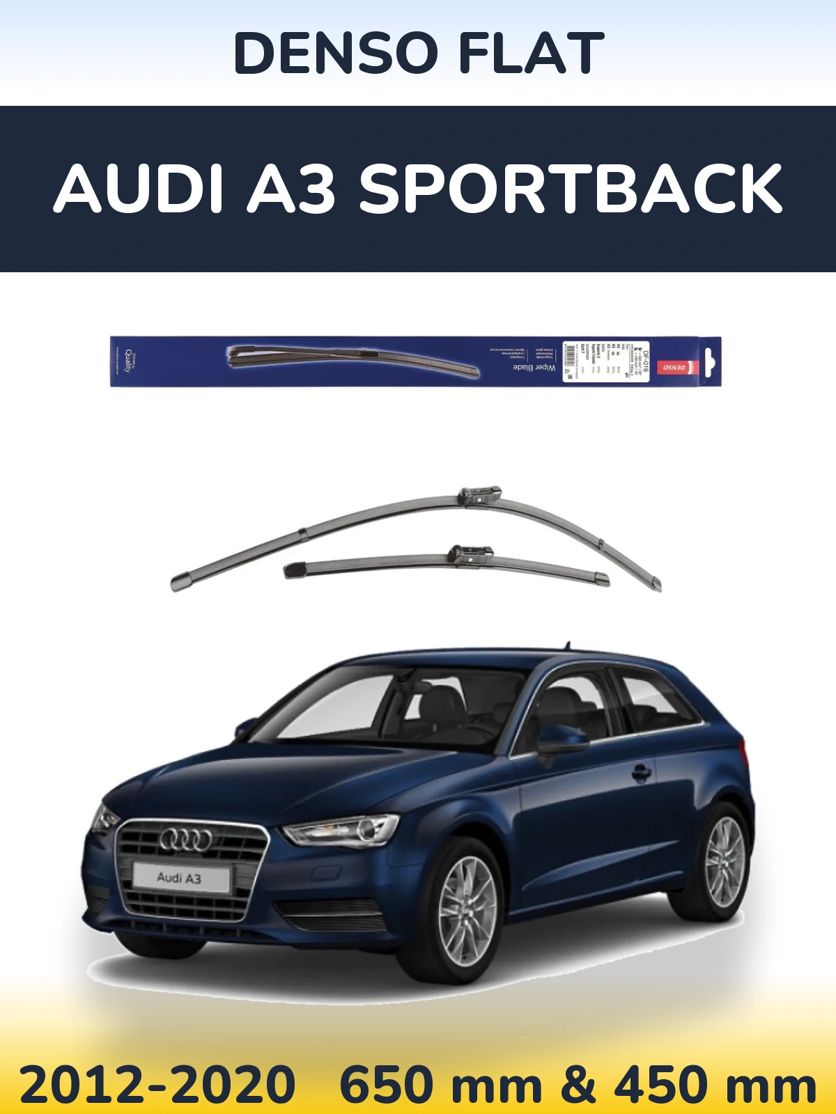 Sada předních stěračů Denso Flat 650 a 450 mm pro Audi A3 Sportback 2012-2020