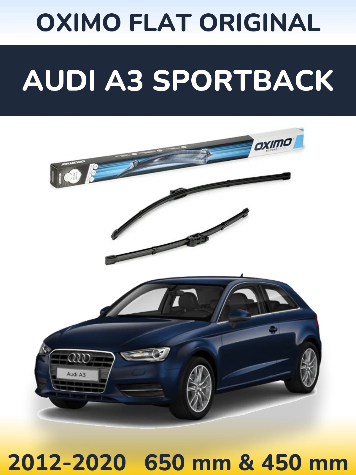 Sada předních stěračů Oximo Flat Original 650 a 450 mm pro Audi A3 Sportback 2012-2020