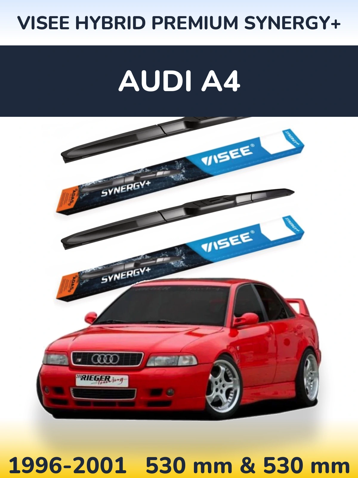 Sada předních stěračů VISEE HYBRID PREMIUM SYNERGY+ 530 a 530 mm pro Audi A4 1996-2001