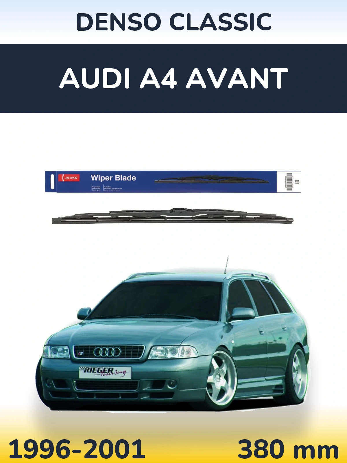 Zadní stěrač Denso Classic 380 mm pro Audi A4 Avant 1996-2001