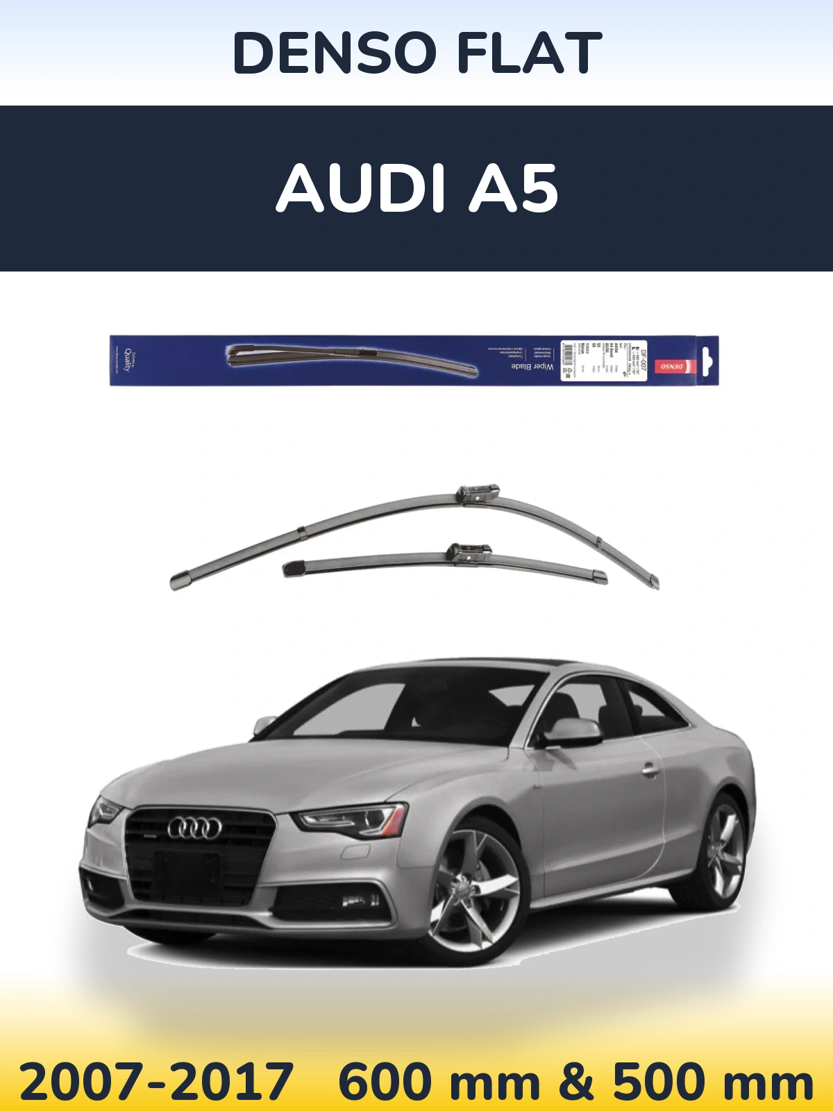 Sada předních stěračů Denso Flat 600 a 500 mm pro Audi A5 2007-2017