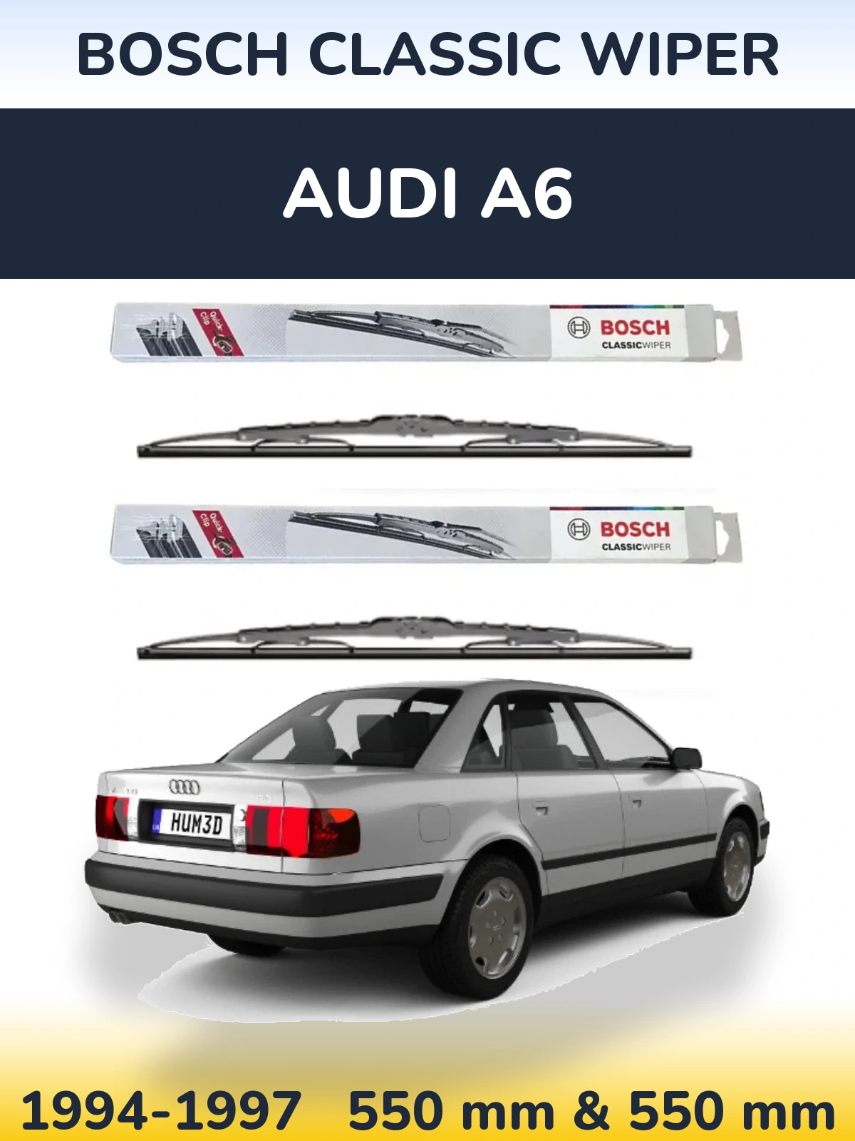 Sada předních stěračů BOSCH Classic Wiper 550 a 550 mm pro Audi A6 1994-1997