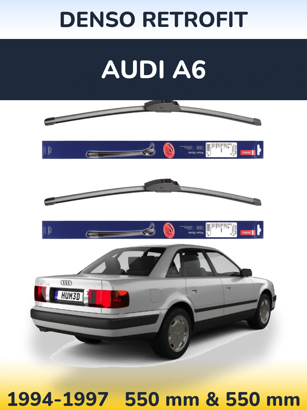 Sada předních stěračů Denso Retrofit 550 a 550 mm pro Audi A6 1994-1997