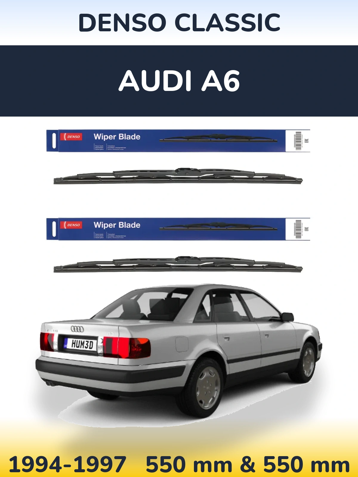 Sada předních stěračů Denso Classic 550 a 550 mm pro Audi A6 1994-1997