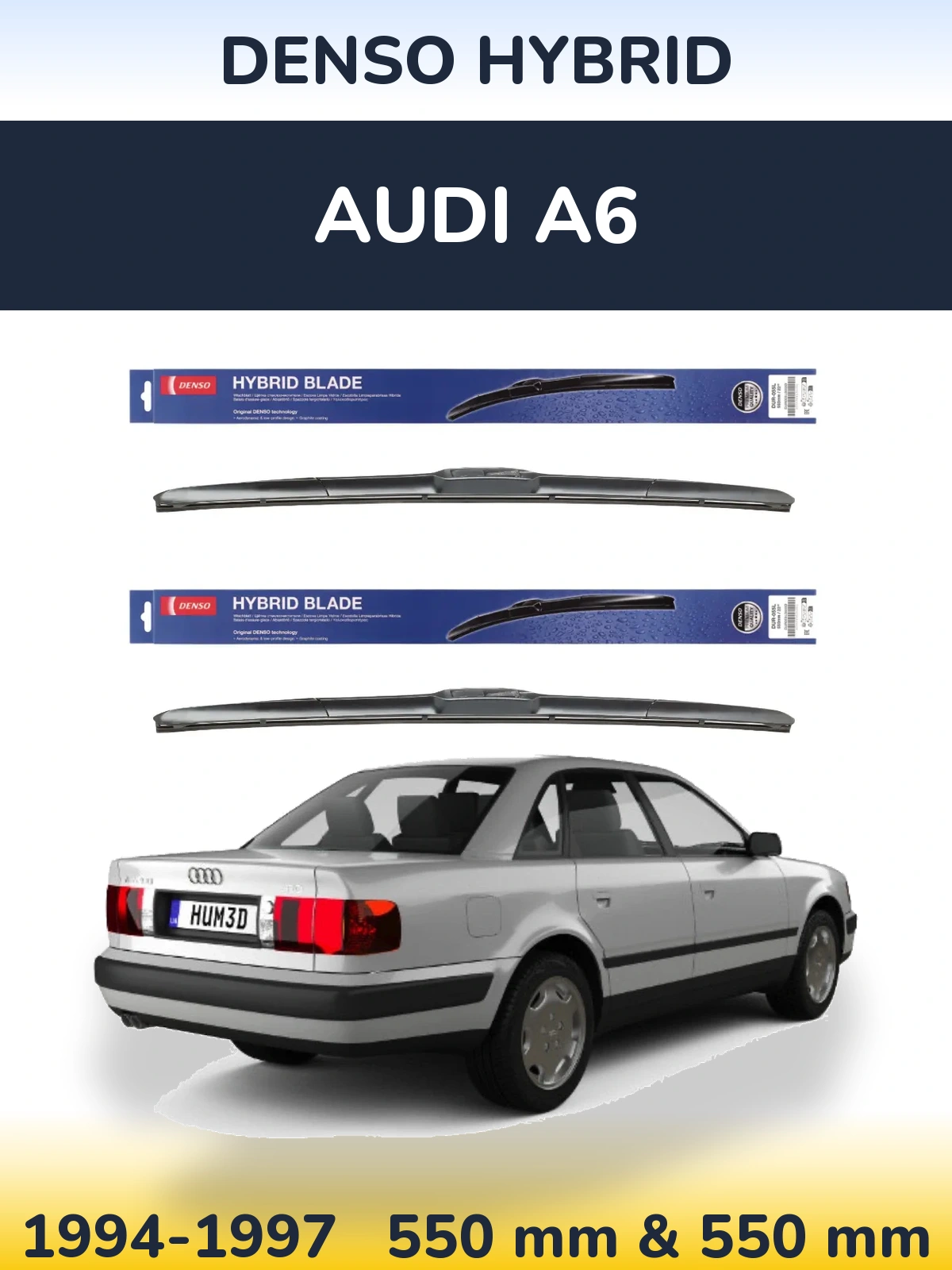 Sada předních stěračů Denso Hybrid 550 a 550 mm pro Audi A6 1994-1997