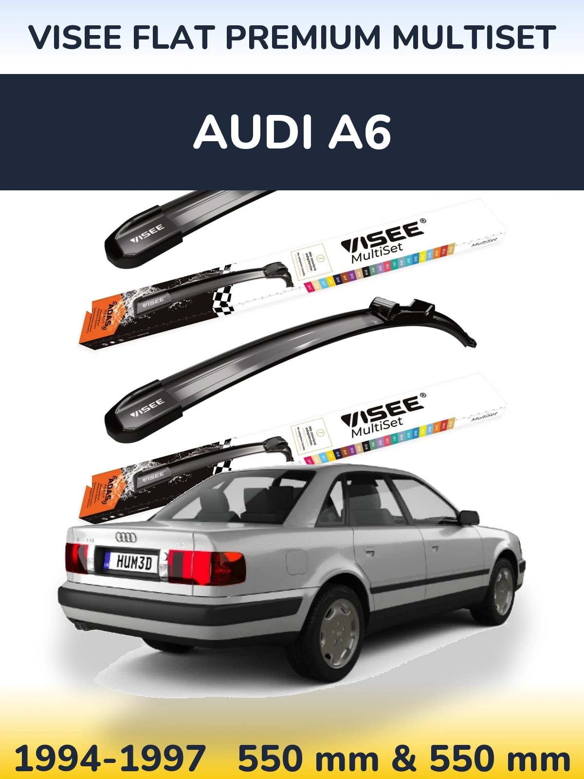 Sada předních stěračů VISEE FLAT PREMIUM MultiSet 550 a 550 mm pro Audi A6 1994-1997