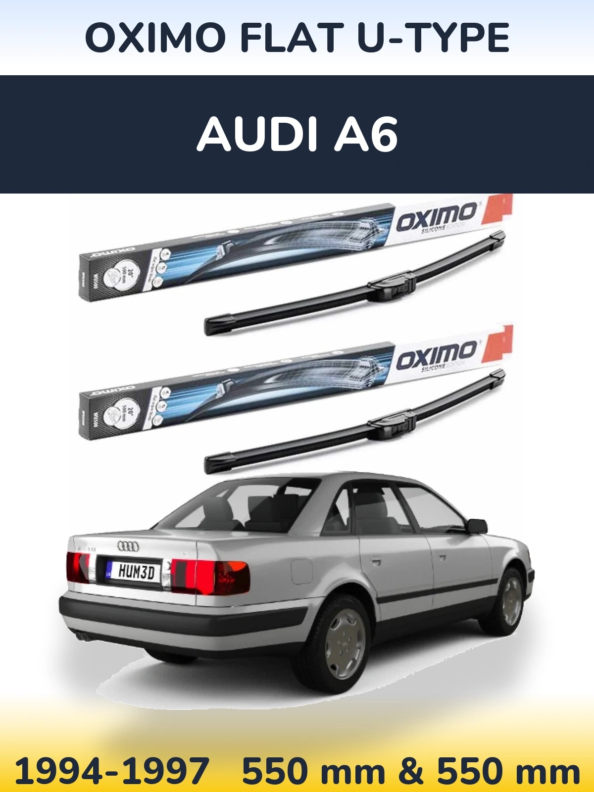 Sada předních stěračů Oximo Flat U-type 550 a 550 mm pro Audi A6 1994-1997