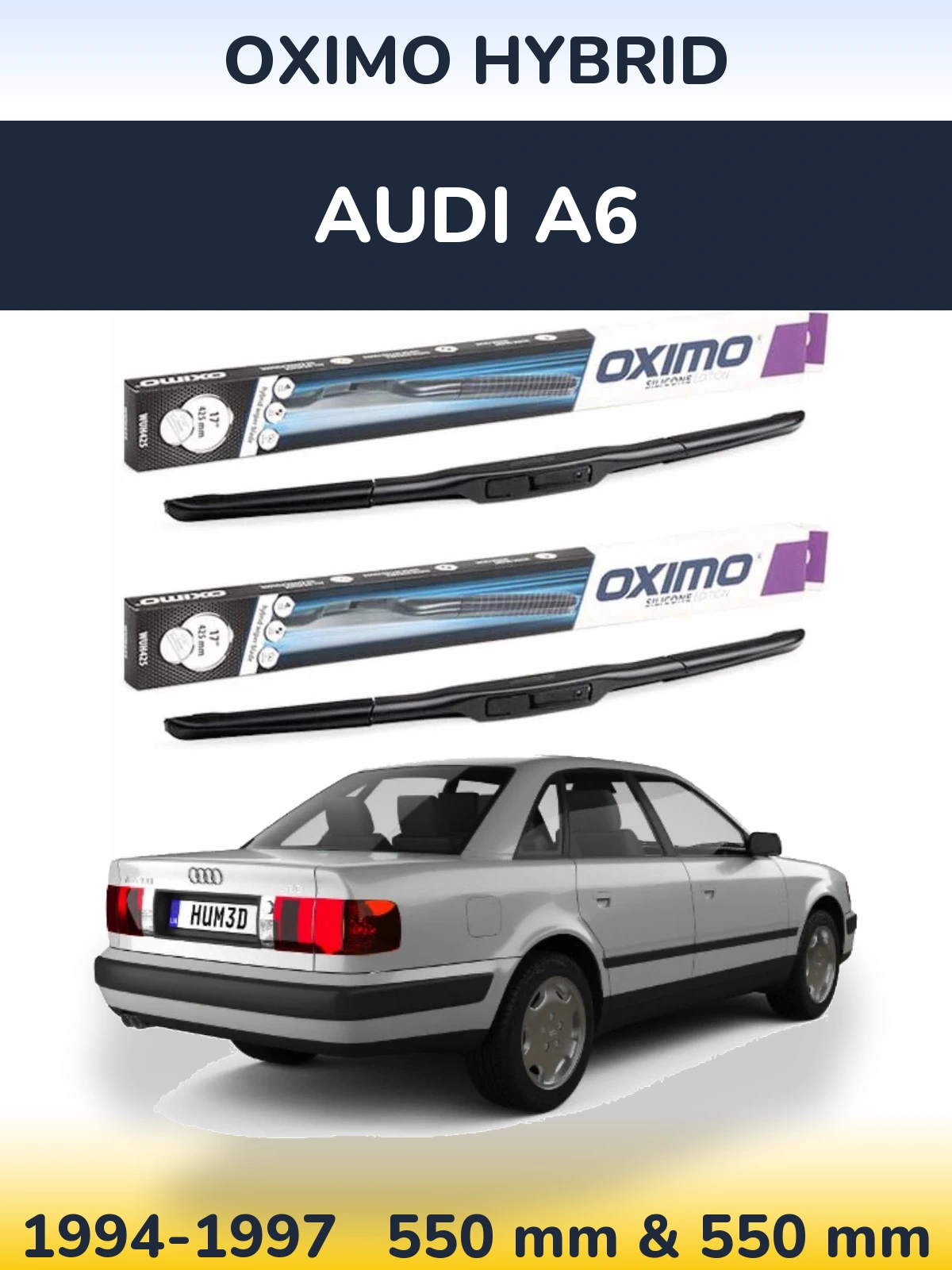 Sada předních stěračů Oximo Hybrid 550 a 550 mm pro Audi A6 1994-1997