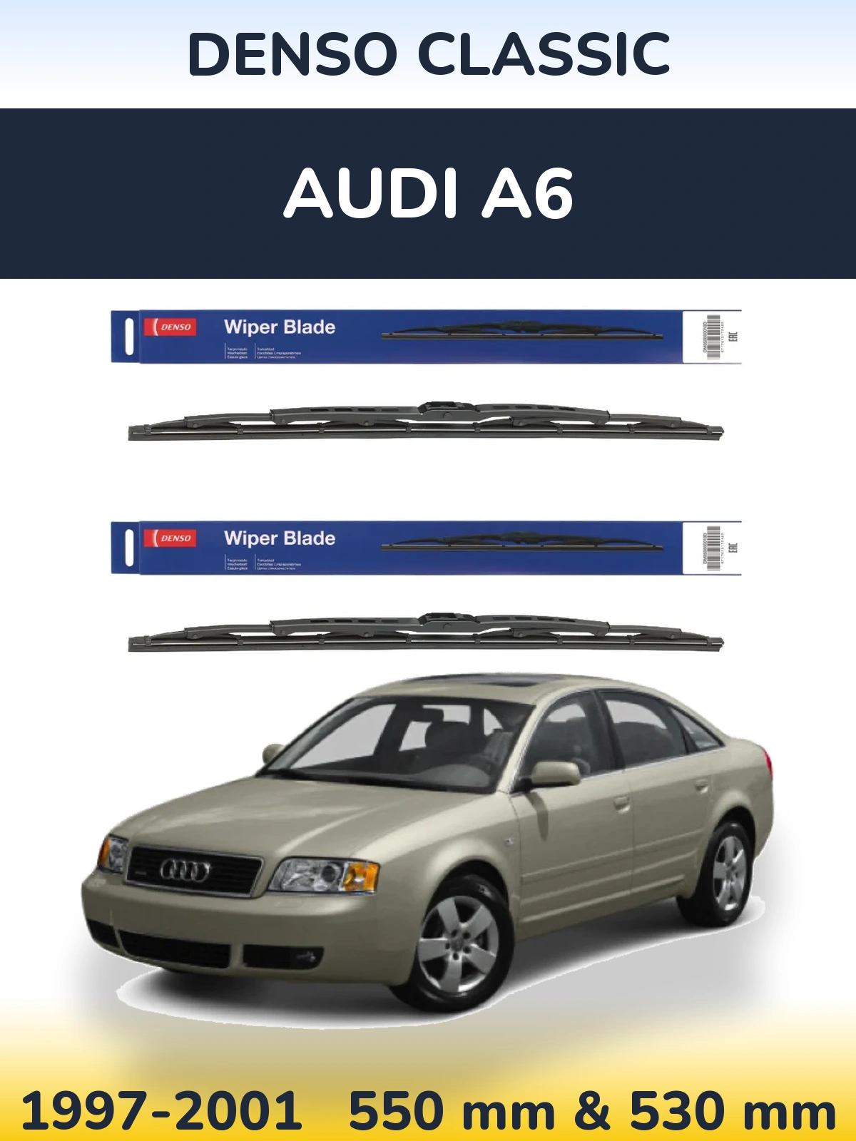 Sada předních stěračů Denso Classic 550 a 530 mm pro Audi A6 1997-2001