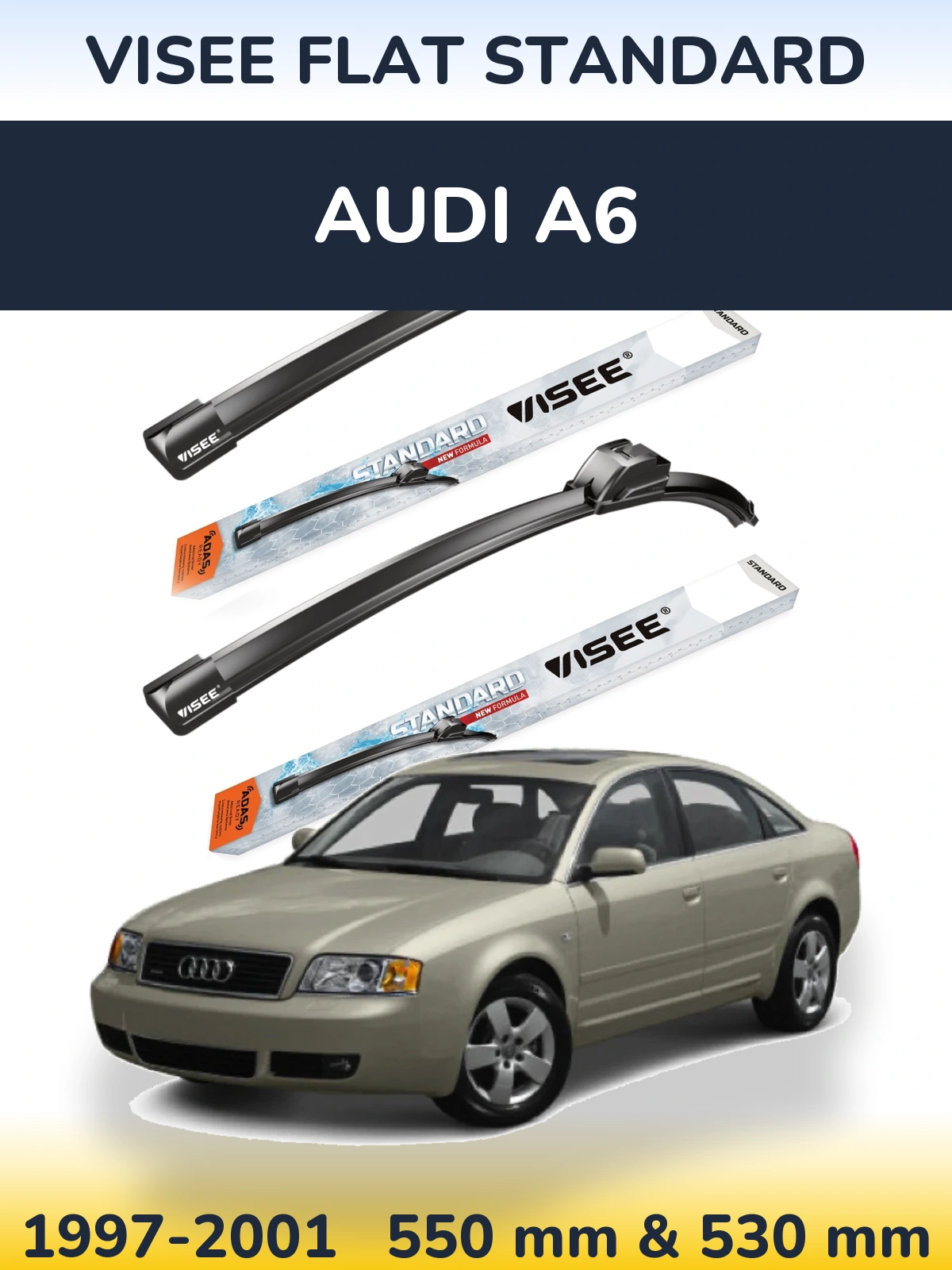 Sada předních stěračů VISEE FLAT STANDARD 550 a 530 mm pro Audi A6 1997-2001