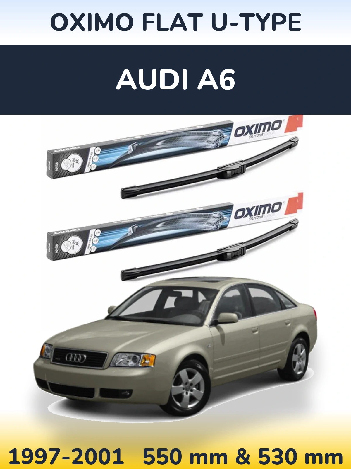 Комплект передніх щіток Oximo Flat U-type 550 & 530 мм для Audi A6 1997-2001