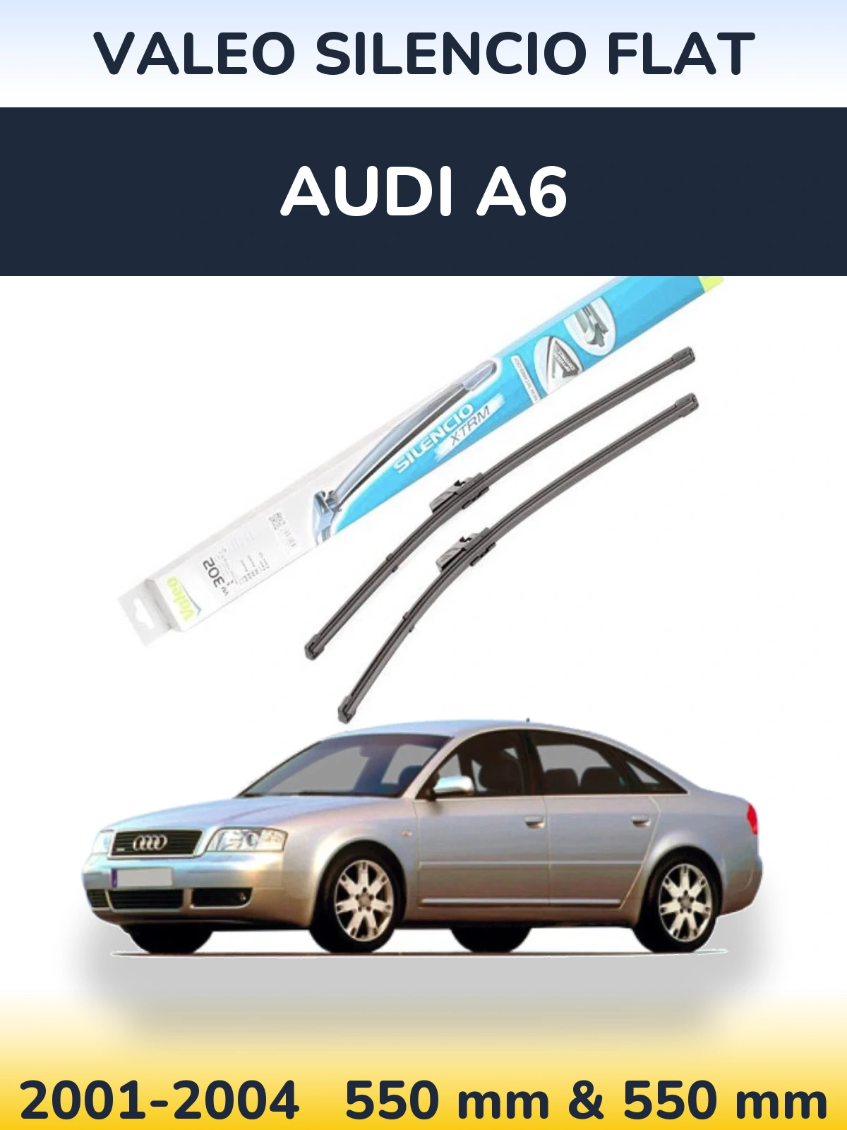Sada předních stěračů Valeo Silencio Flat 550 a 550 mm pro Audi A6 2001-2004