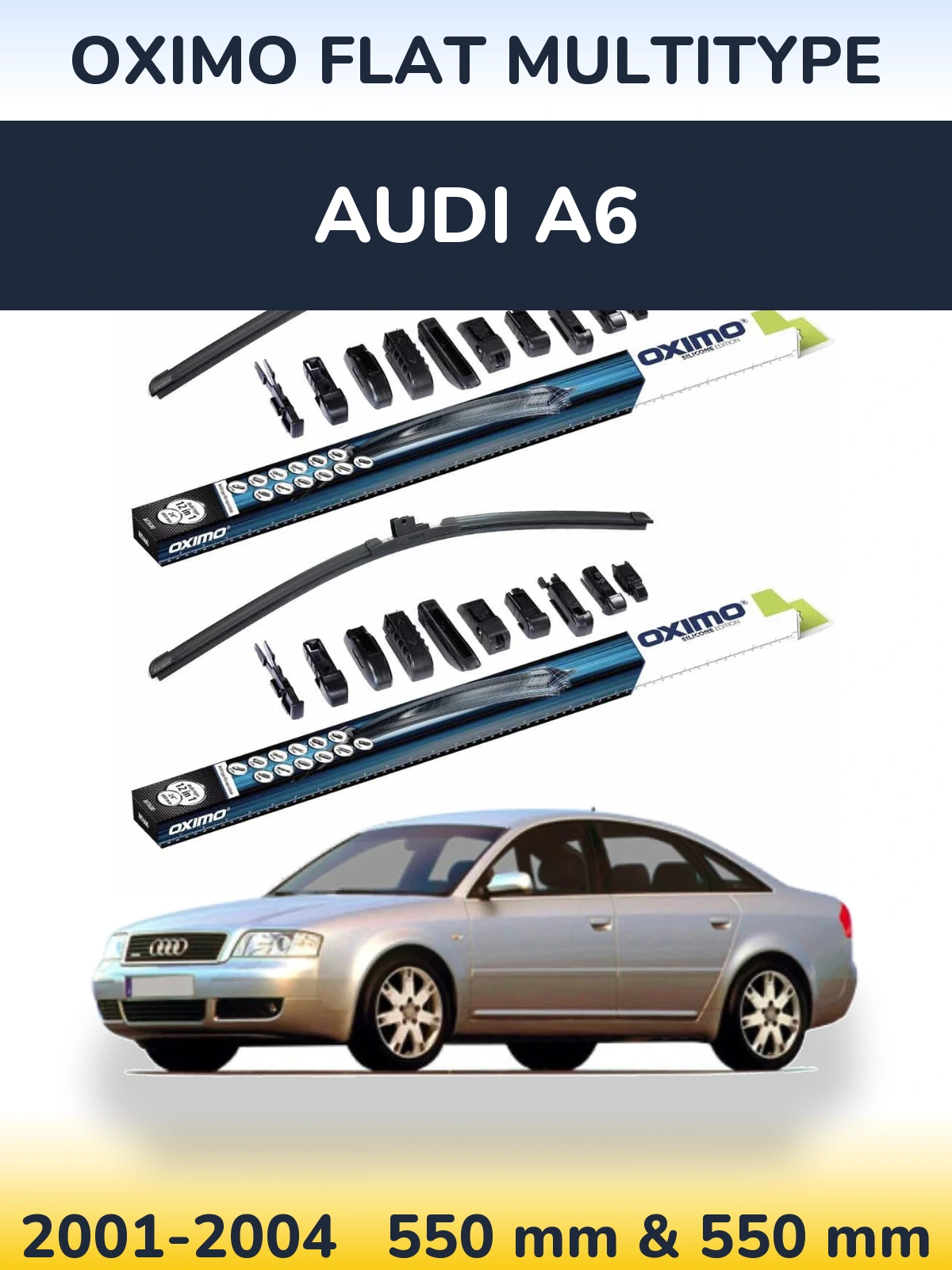 Sada předních stěračů Oximo Flat MultiType 550 a 550 mm pro Audi A6 2001-2004