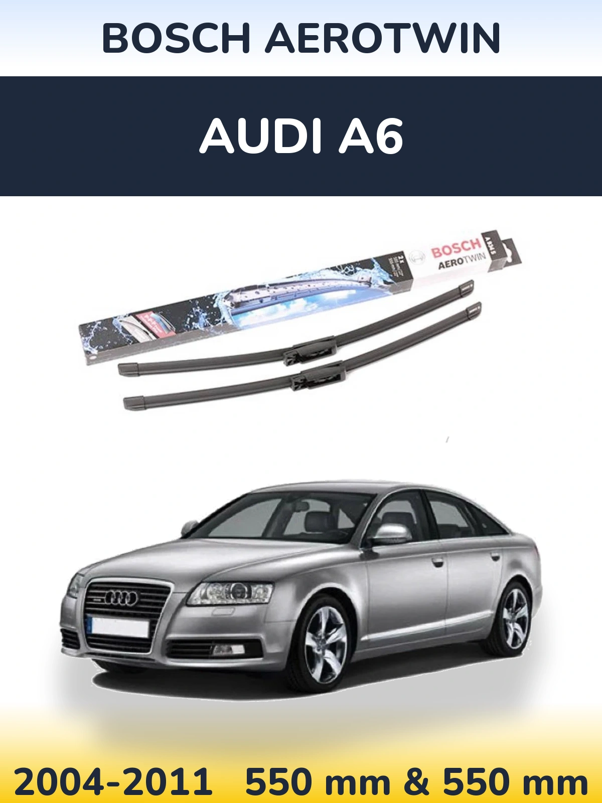 Комплект передніх щіток BOSCH AeroTwin 555 & 555 мм для Audi A6 2004-2011