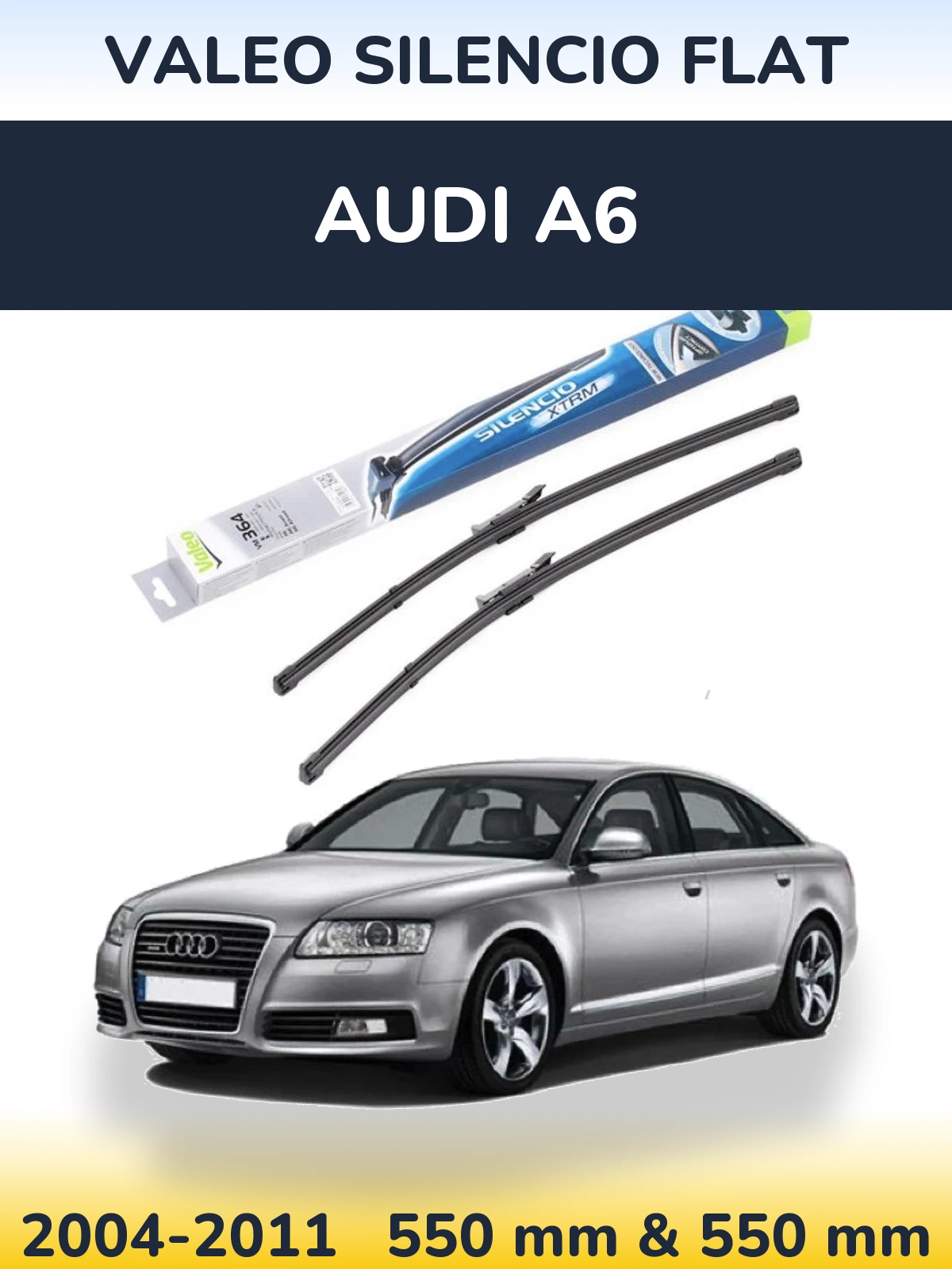 Sada předních stěračů Valeo Silencio Flat 550 a 550 mm pro Audi A6 2004-2011