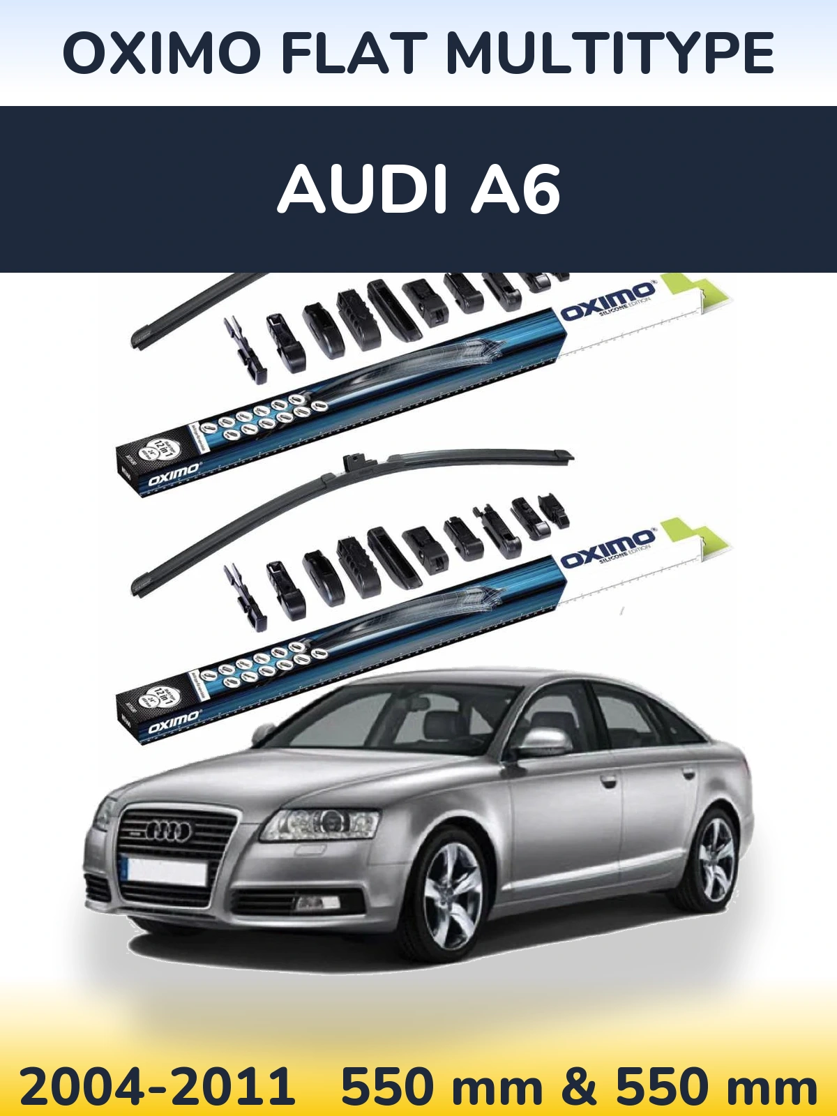 Sada předních stěračů Oximo Flat MultiType 550 a 550 mm pro Audi A6 2004-2011
