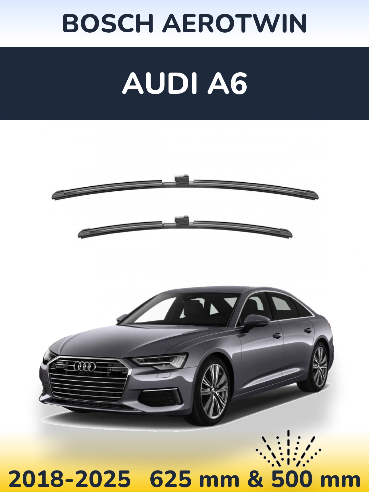 Sada předních stěračů BOSCH AeroTwin 625 a 500 mm pro Audi A6 2018-2025