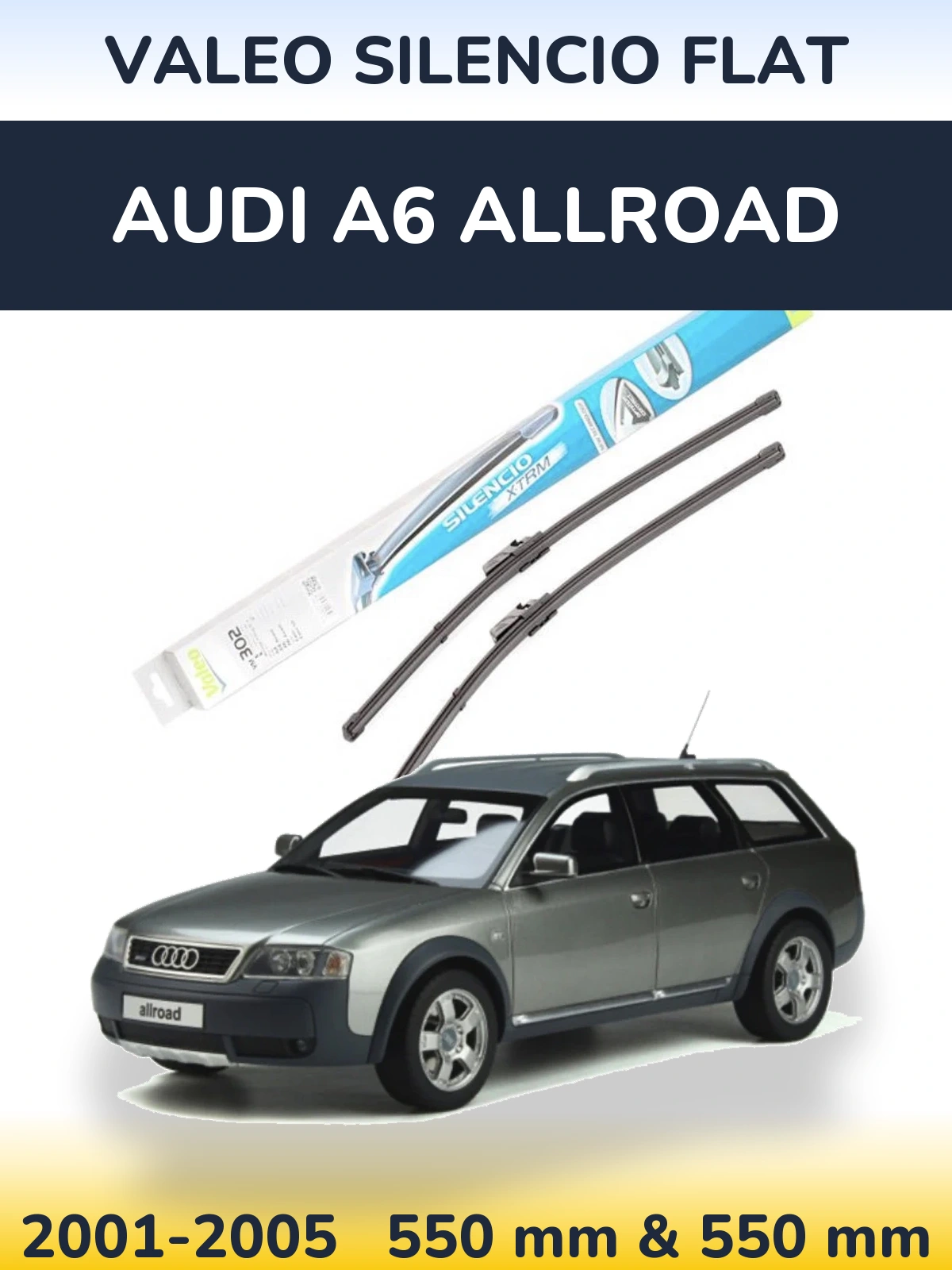 Sada předních stěračů Valeo Silencio Flat 550 a 550 mm pro Audi A6 Allroad 2001-2005