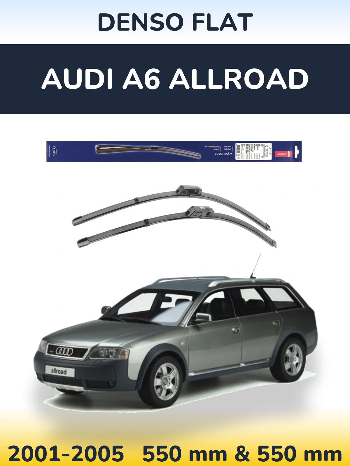 Sada předních stěračů Denso Flat 550 a 550 mm pro Audi A6 Allroad 2001-2005