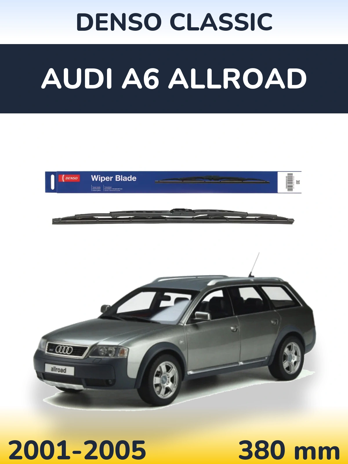 Zadní stěrač Denso Classic 380 mm pro Audi A6 Allroad 2001-2005