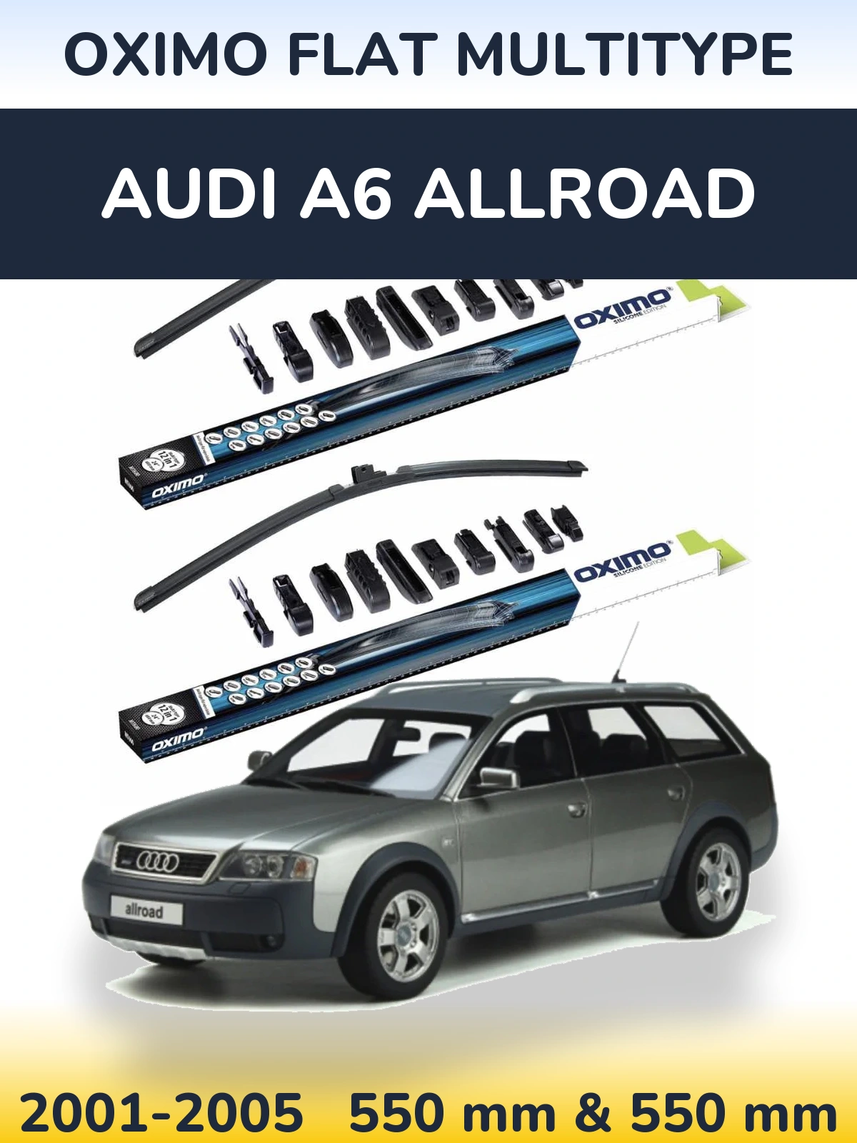 Sada předních stěračů Oximo Flat MultiType 550 a 550 mm pro Audi A6 Allroad 2001-2005
