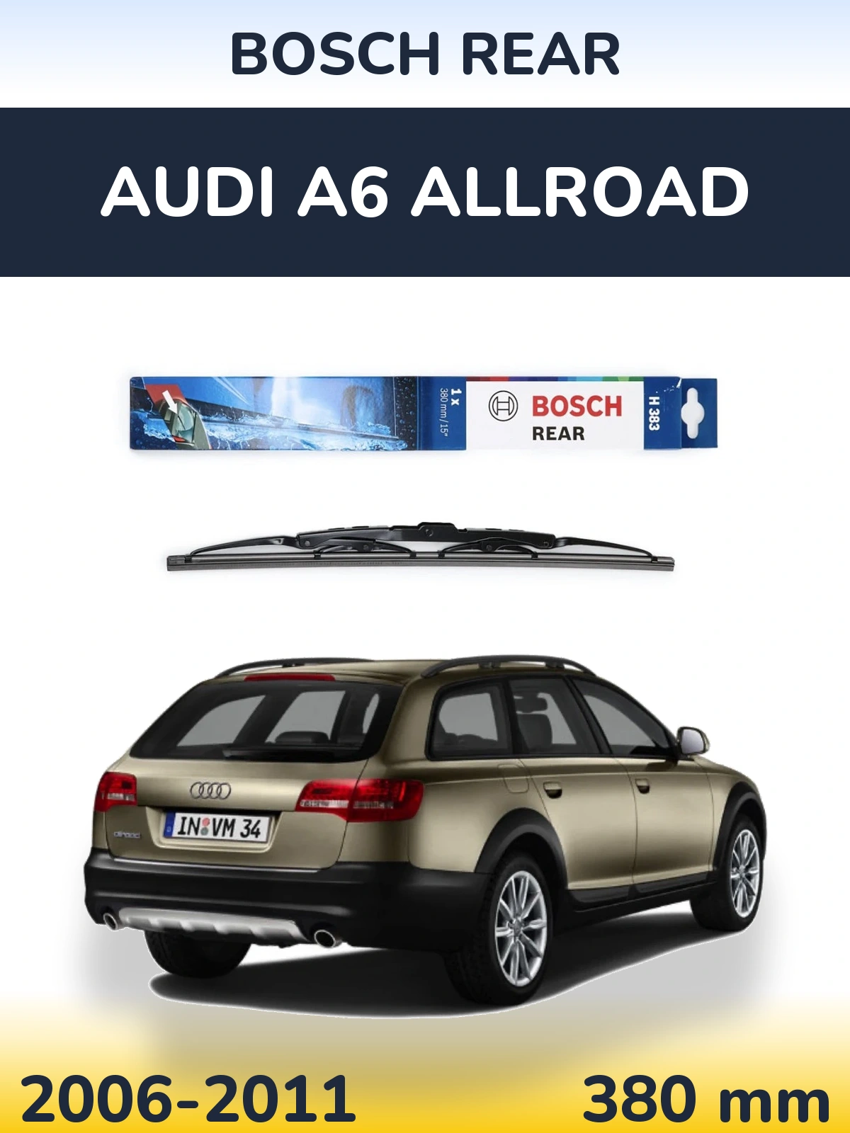 Zadní stěrač BOSCH Rear 380 mm pro Audi A6 Allroad 2006-2011
