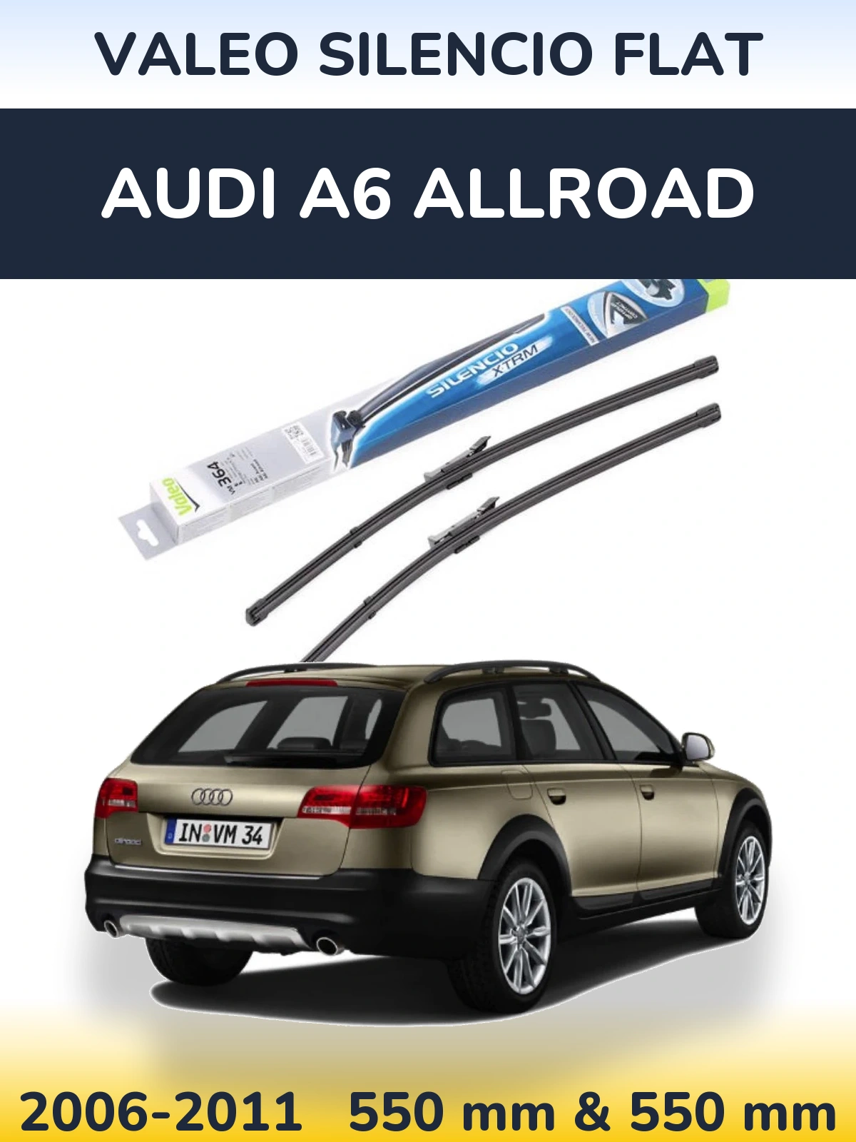 Sada předních stěračů Valeo Silencio Flat 550 a 550 mm pro Audi A6 Allroad 2006-2011