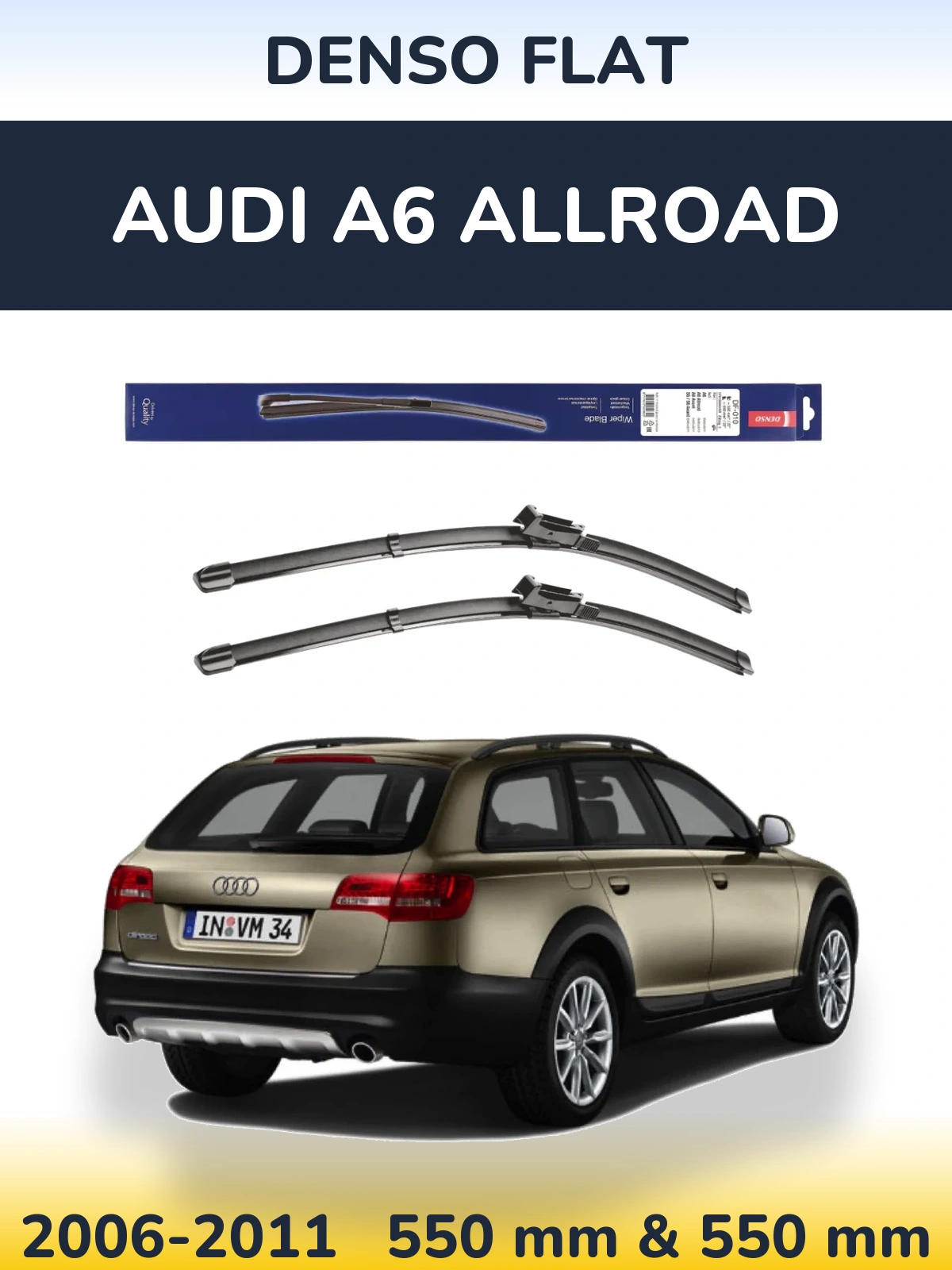 Sada předních stěračů Denso Flat 550 a 550 mm pro Audi A6 Allroad 2006-2011