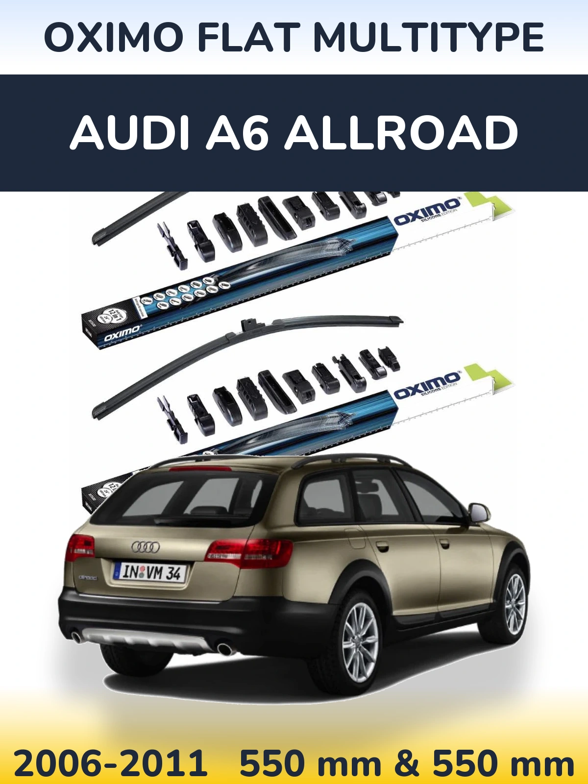 Комплект передніх щіток Oximo Flat MultiТипe 550 & 550 мм для Audi A6 Allroad 2006-2011
