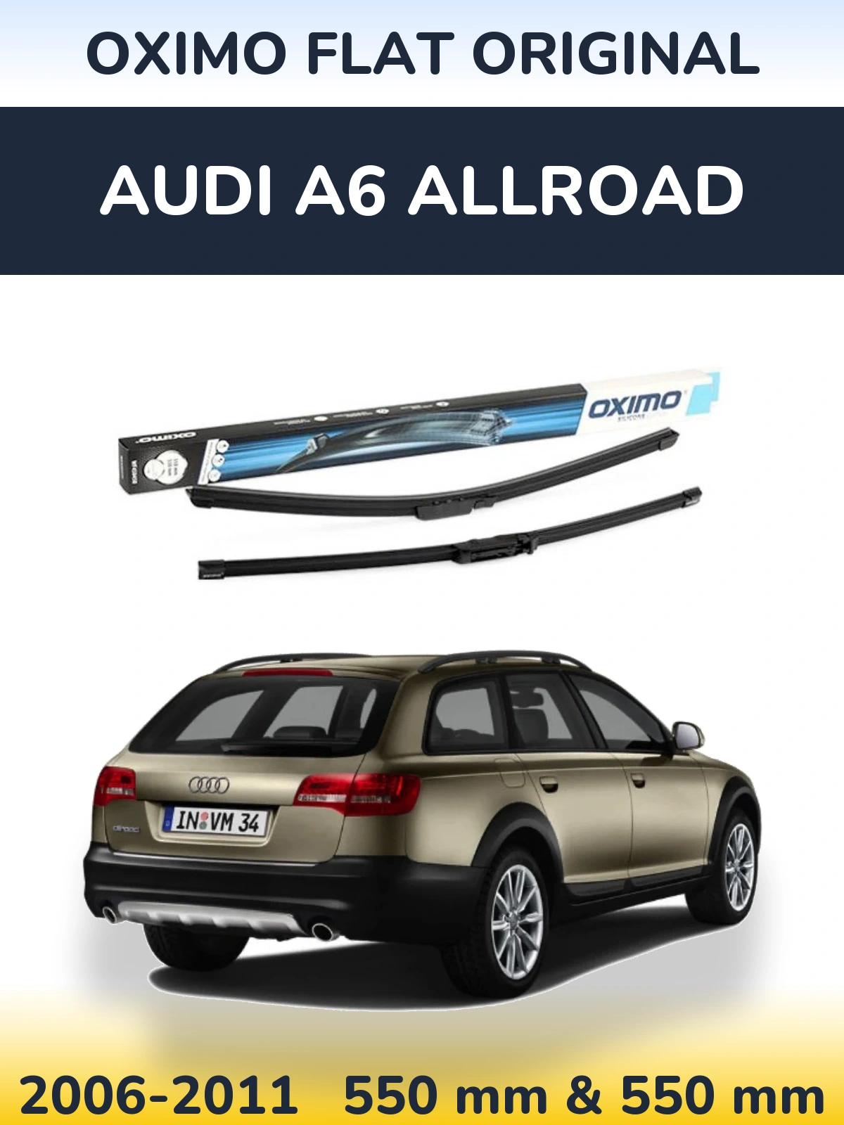 Sada předních stěračů Oximo Flat Original 550 a 550 mm pro Audi A6 Allroad 2006-2011