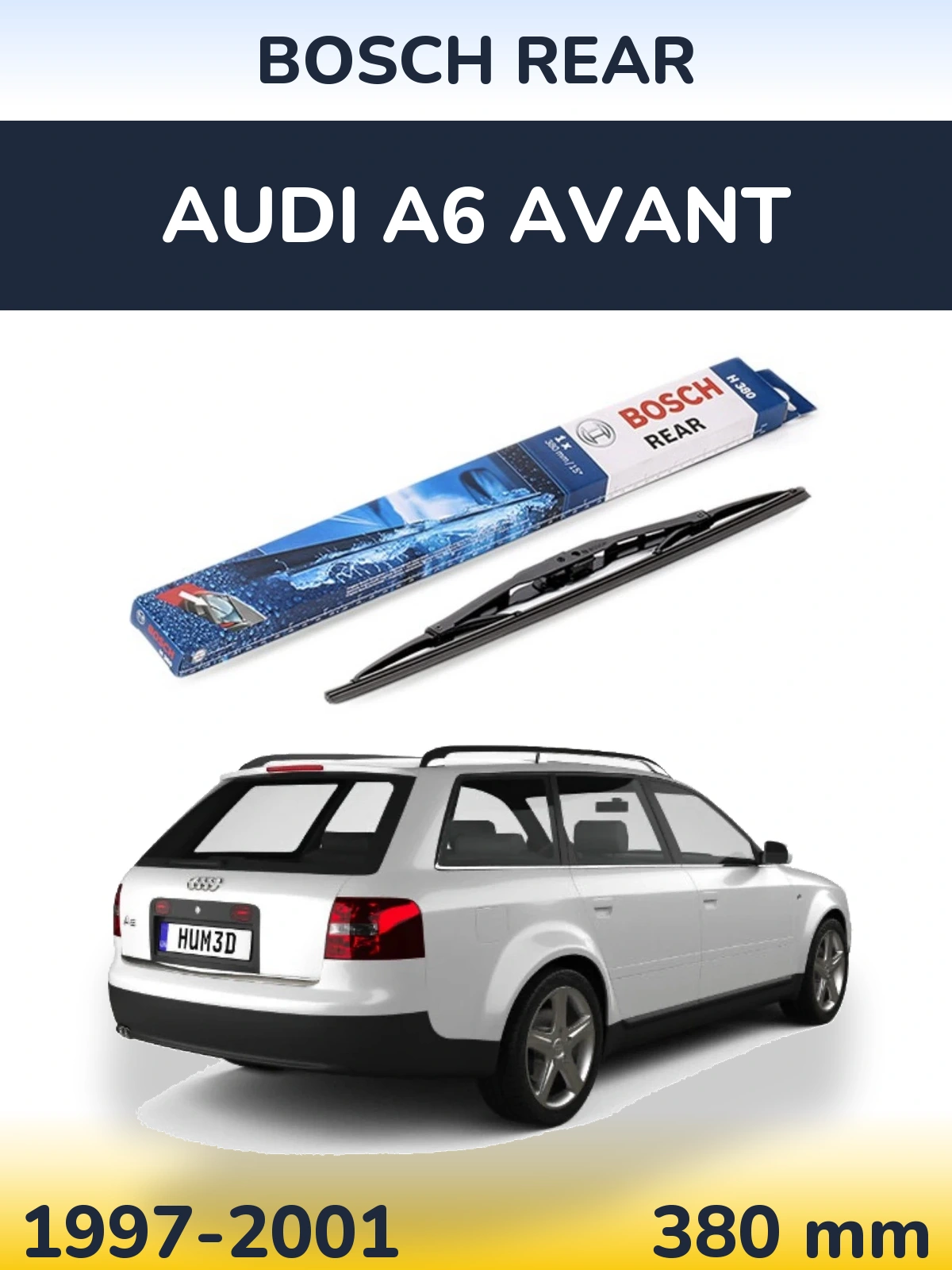 Zadní stěrač BOSCH Rear 380 mm pro Audi A6 Avant 1997-2001