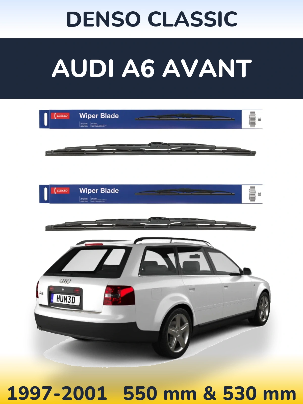 Комплект передних дворников Denso Classic 550 & 530 мм для Audi A6 Avant 1997-2001