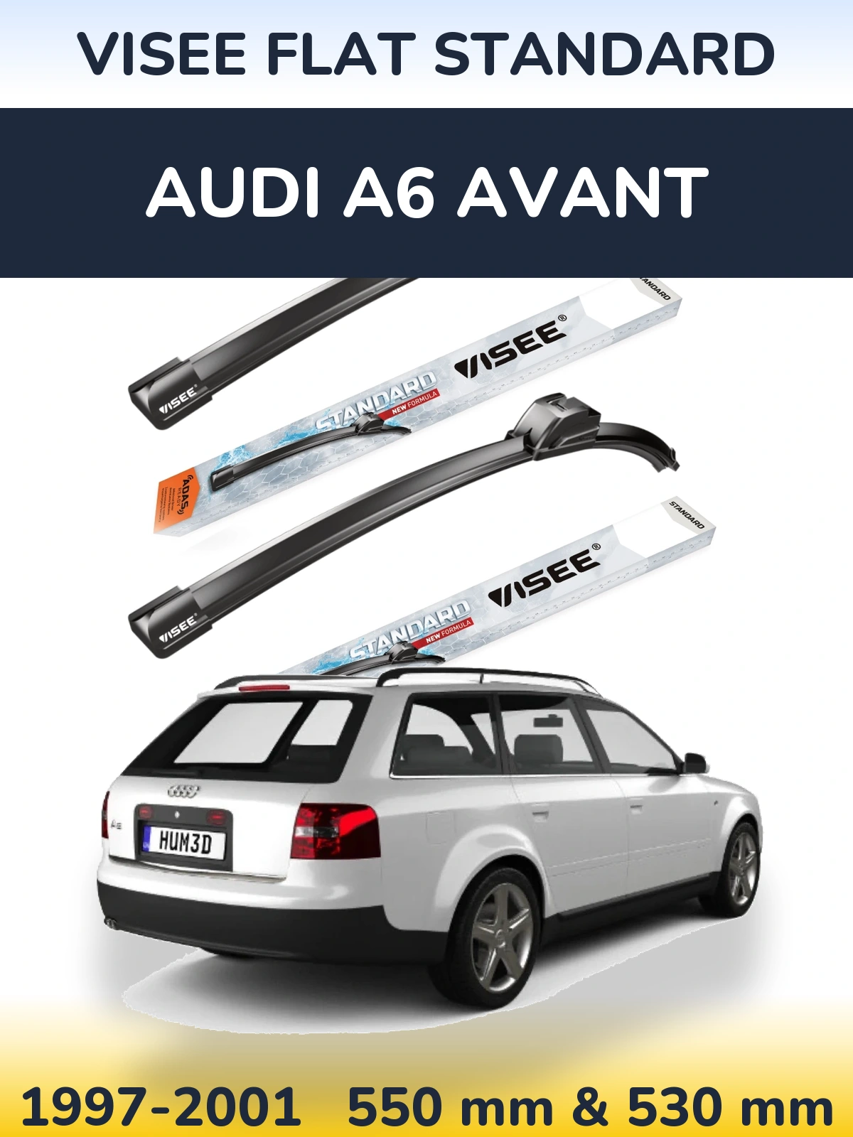 Sada předních stěračů VISEE FLAT STANDARD 550 a 530 mm pro Audi A6 Avant 1997-2001