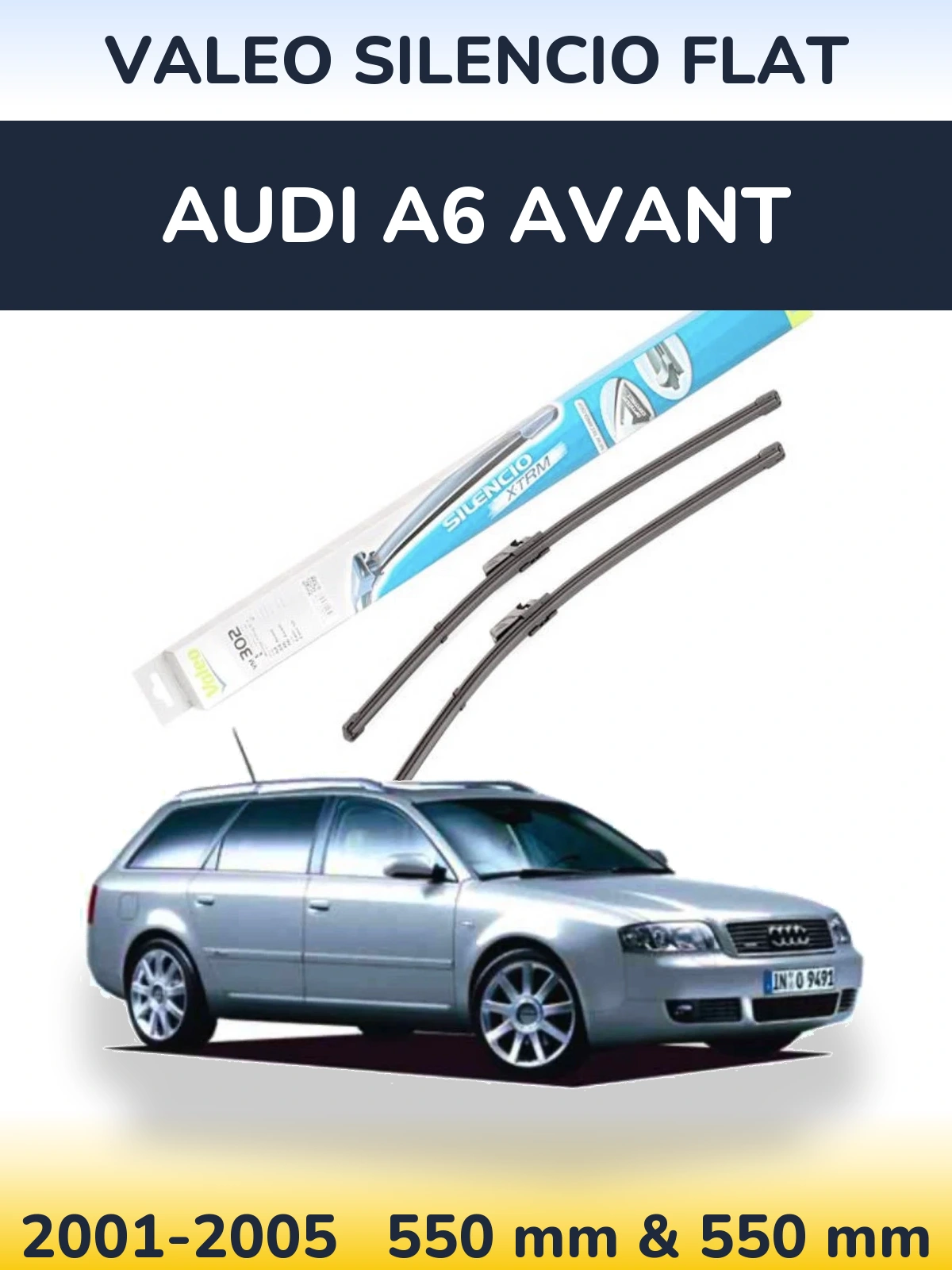 Sada předních stěračů Valeo Silencio Flat 550 a 550 mm pro Audi A6 Avant 2001-2005
