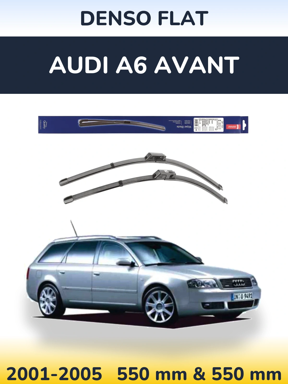 Sada předních stěračů Denso Flat 550 a 550 mm pro Audi A6 Avant 2001-2005