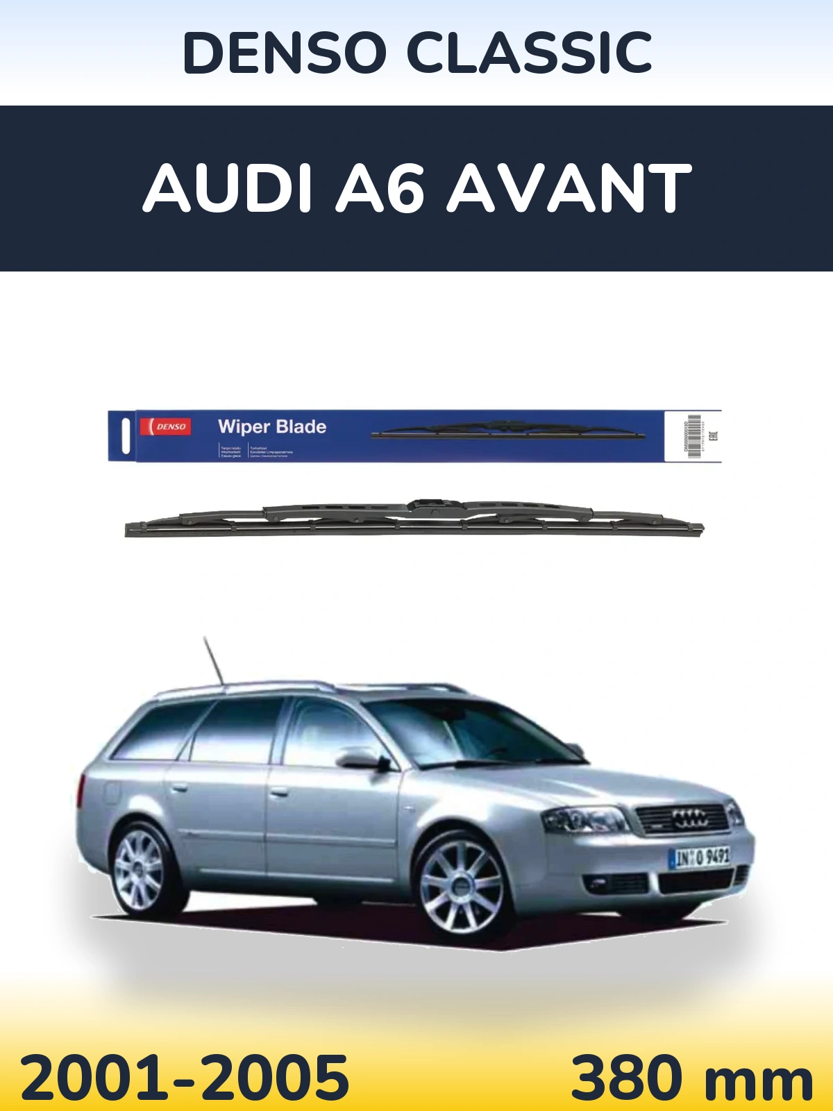 Zadní stěrač Denso Classic 380 mm pro Audi A6 Avant 2001-2005