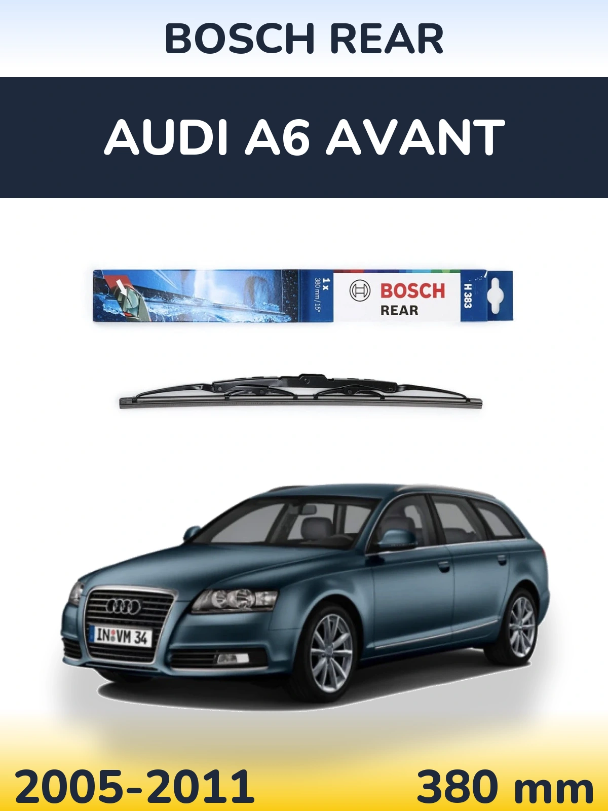 Zadní stěrač BOSCH Rear 380 mm pro Audi A6 Avant 2005-2011