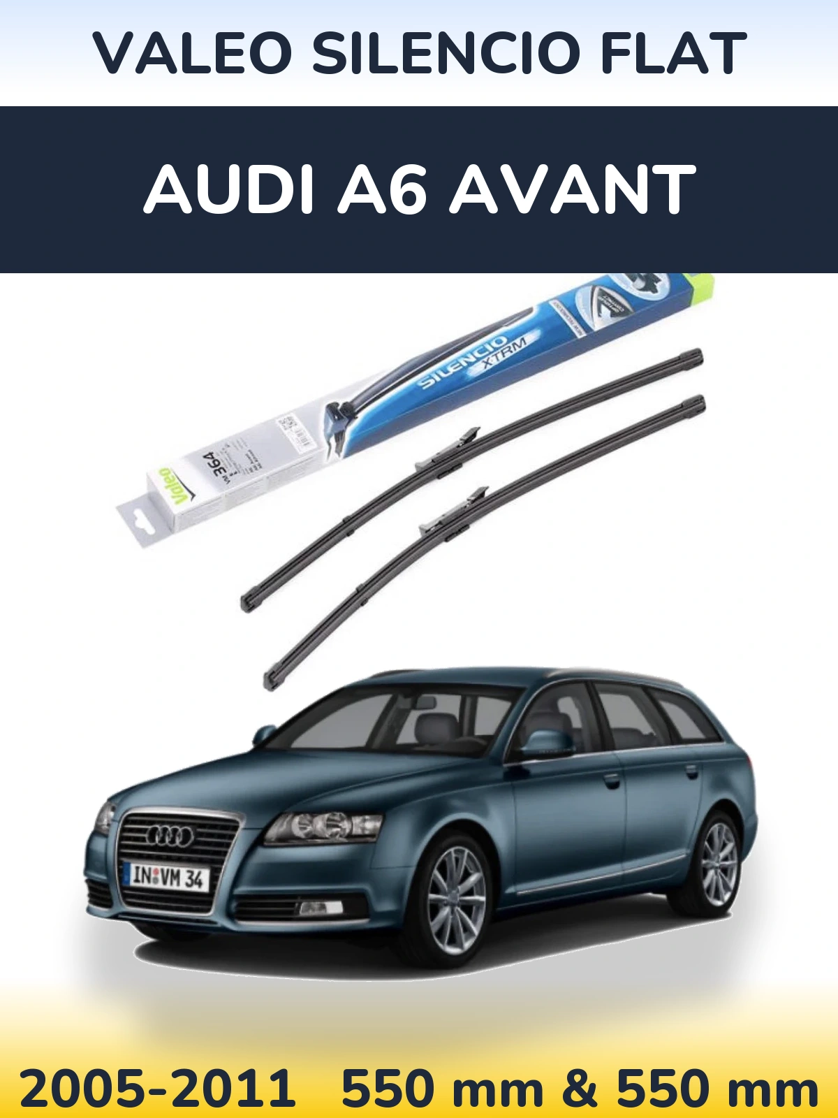 Комплект передніх щіток Valeo Silencio Flat 550 & 550 мм для Audi A6 Avant 2005-2011