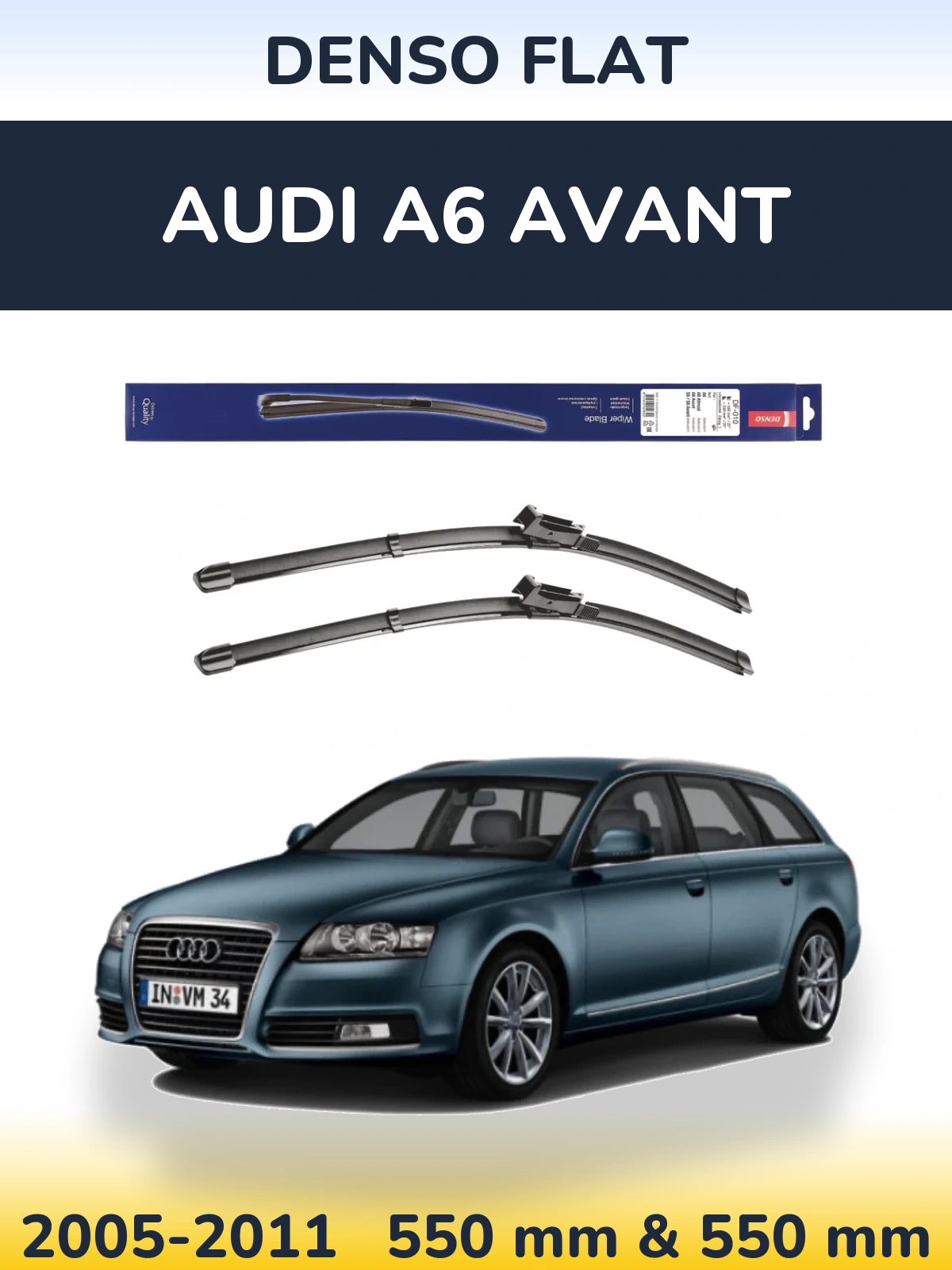 Sada předních stěračů Denso Flat 550 a 550 mm pro Audi A6 Avant 2005-2011