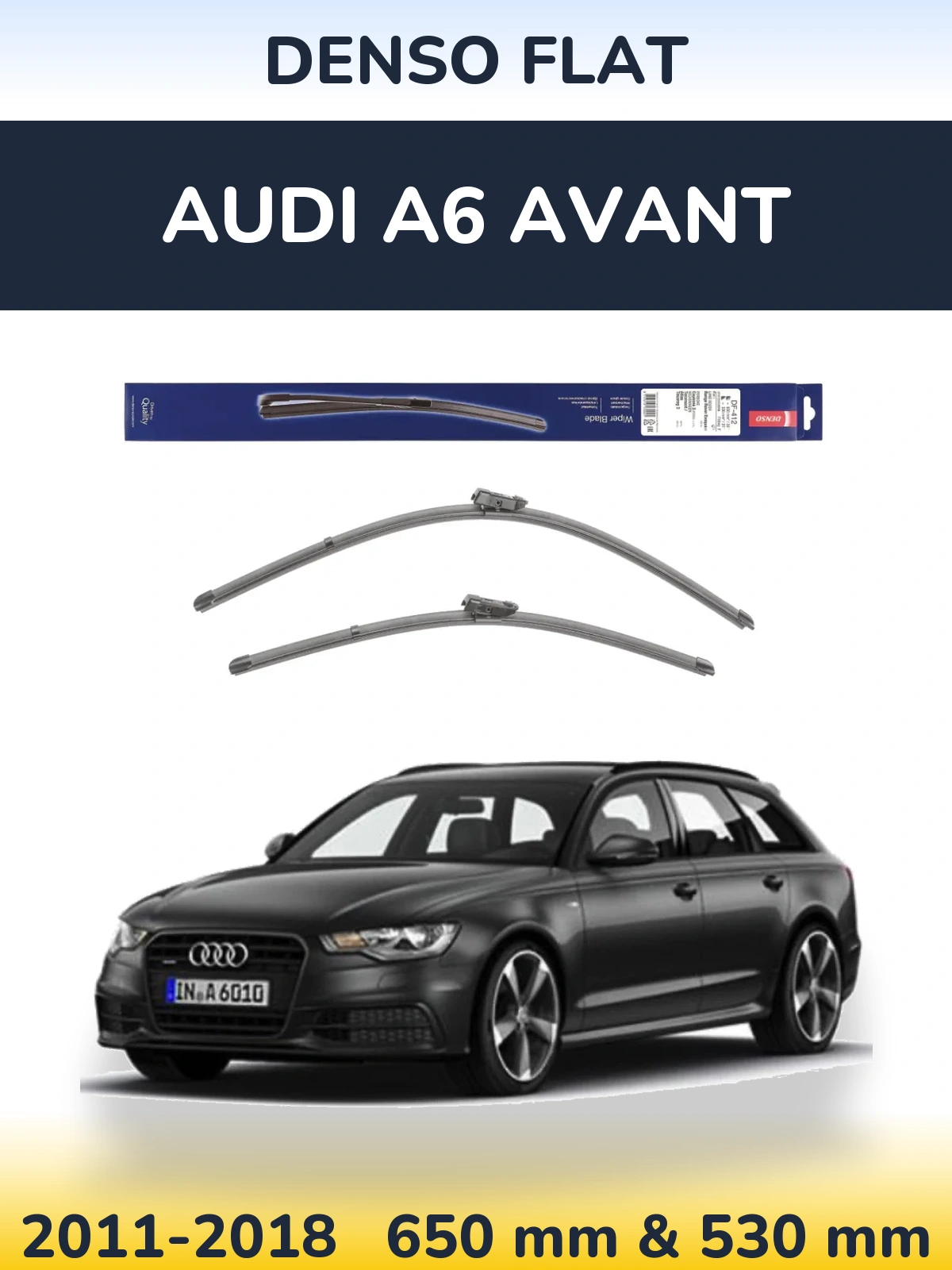 Sada předních stěračů Denso Flat 650 a 530 mm pro Audi A6 Avant 2011-2018