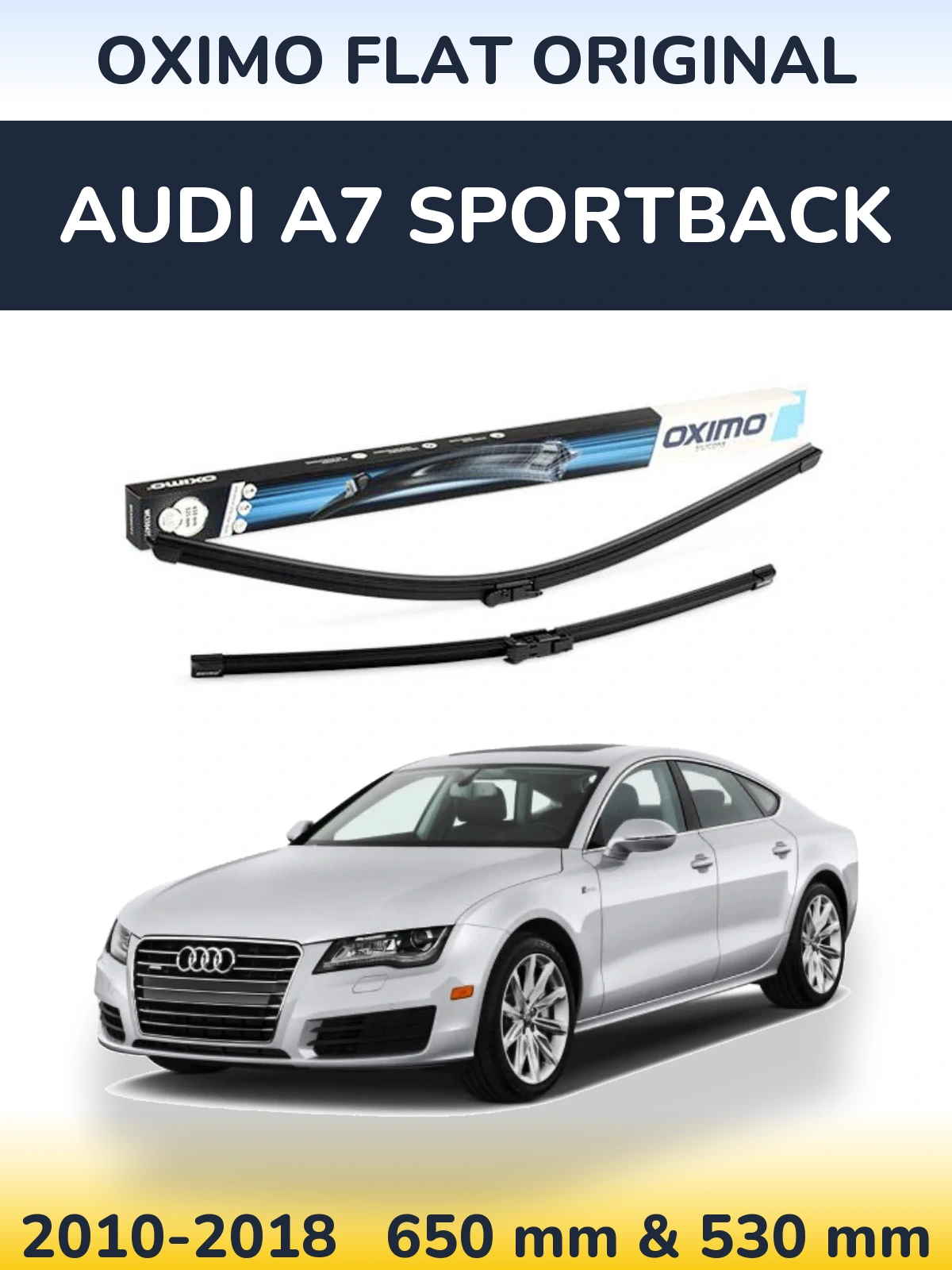 Sada předních stěračů Oximo Flat Original 650 a 530 mm pro Audi A7 Sportback 2010-2018