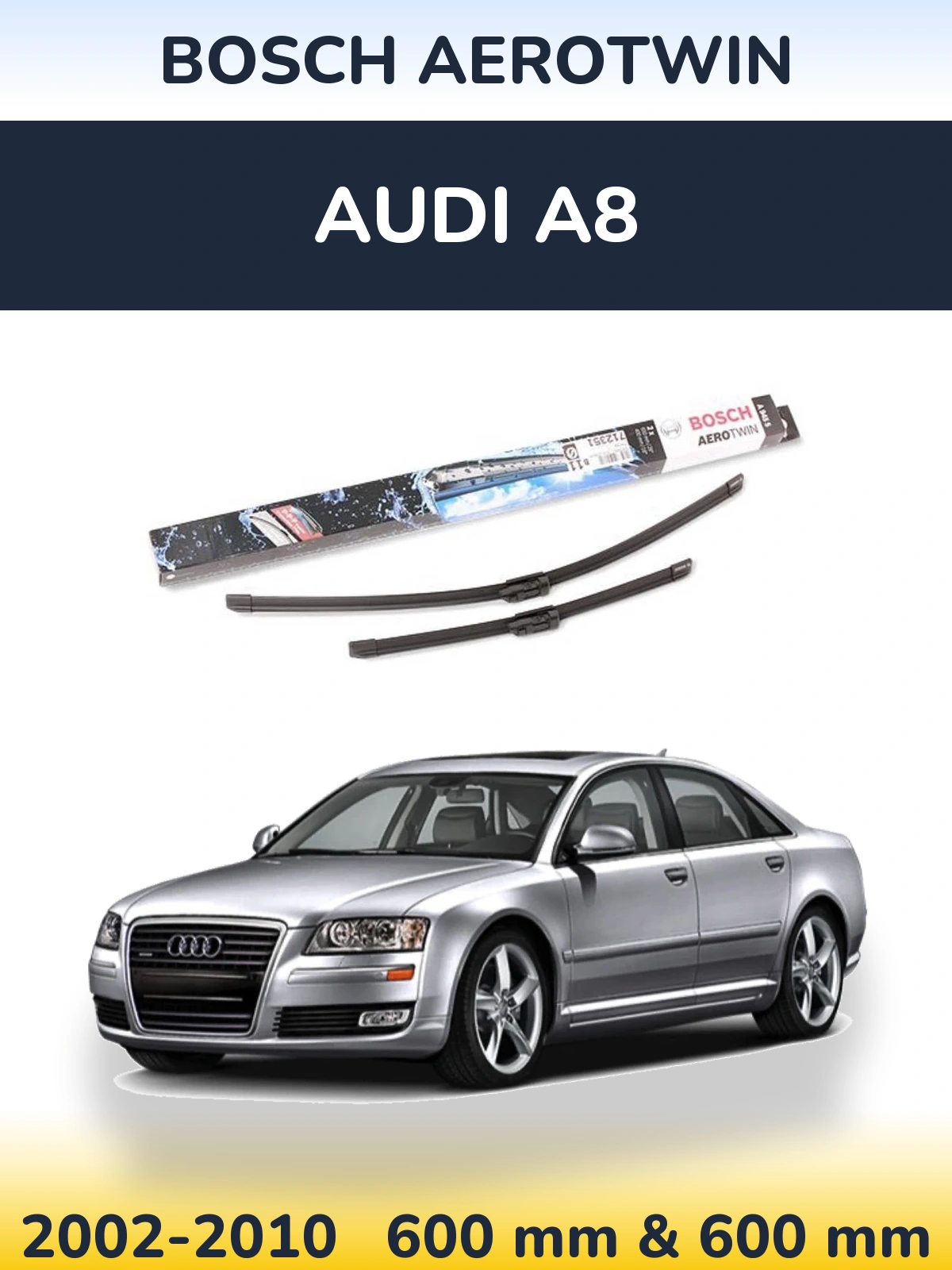 Комплект передніх щіток BOSCH AeroTwin 600 & 600 мм для Audi A8 2002-2010