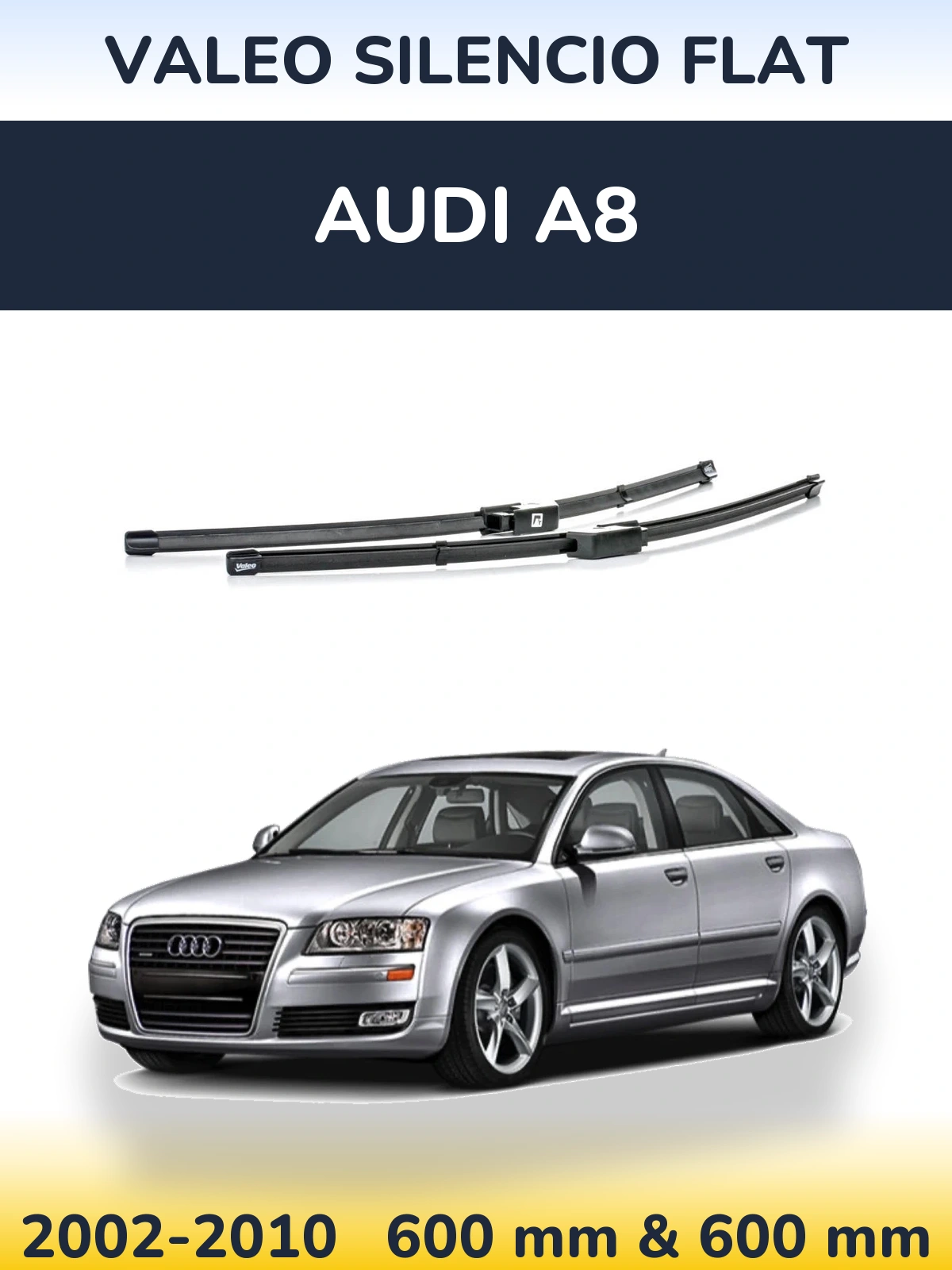 Sada předních stěračů Valeo Silencio Flat 590 a 580 mm pro Audi A8 2002-2010