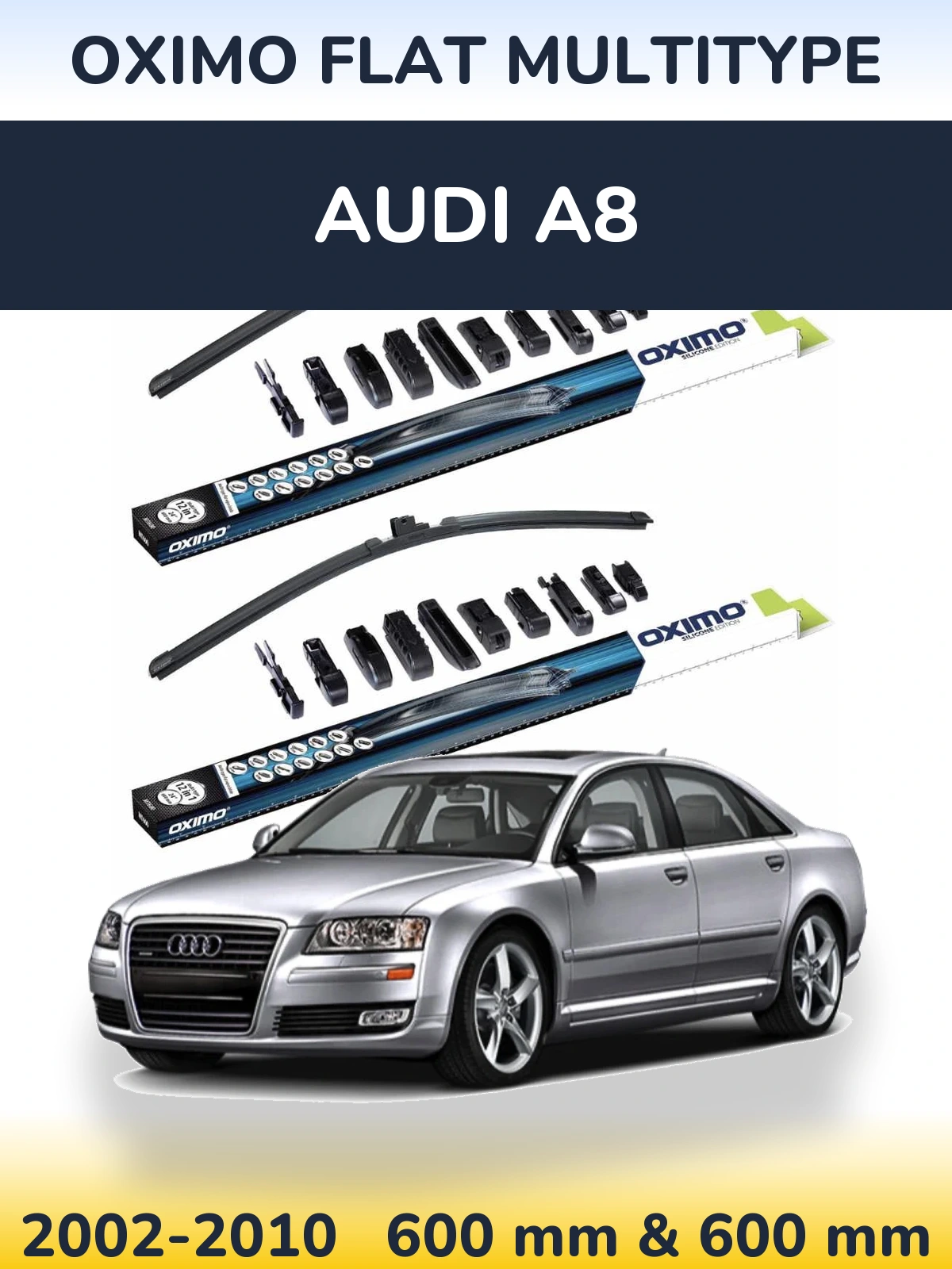 Sada předních stěračů Oximo Flat MultiType 600 a 600 mm pro Audi A8 2002-2010